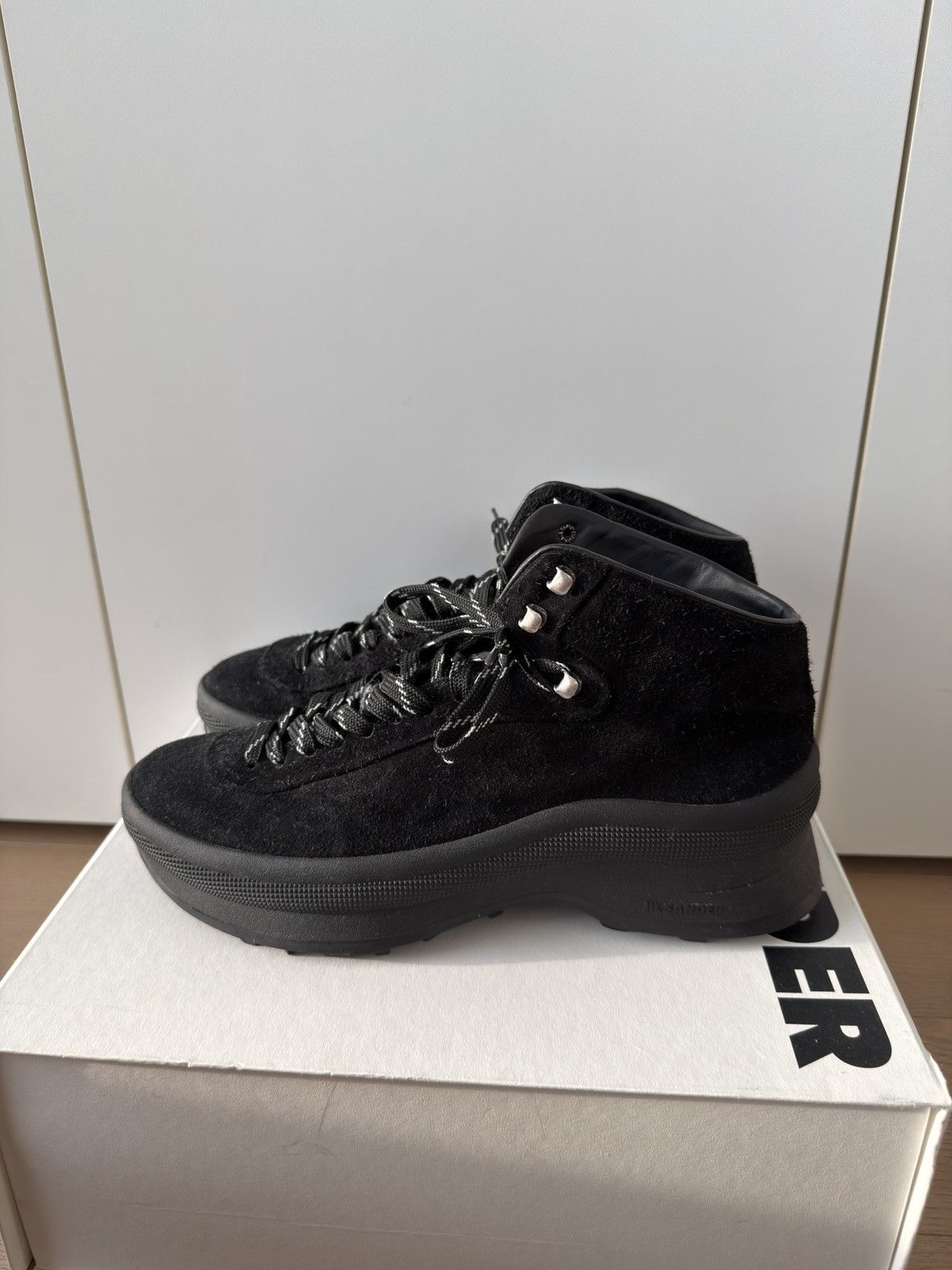 Jil Sander Black Suede Hiking Boots Vibram Tractor Sole 42 Size US 9 / EU 42 - 2 Thumbnail