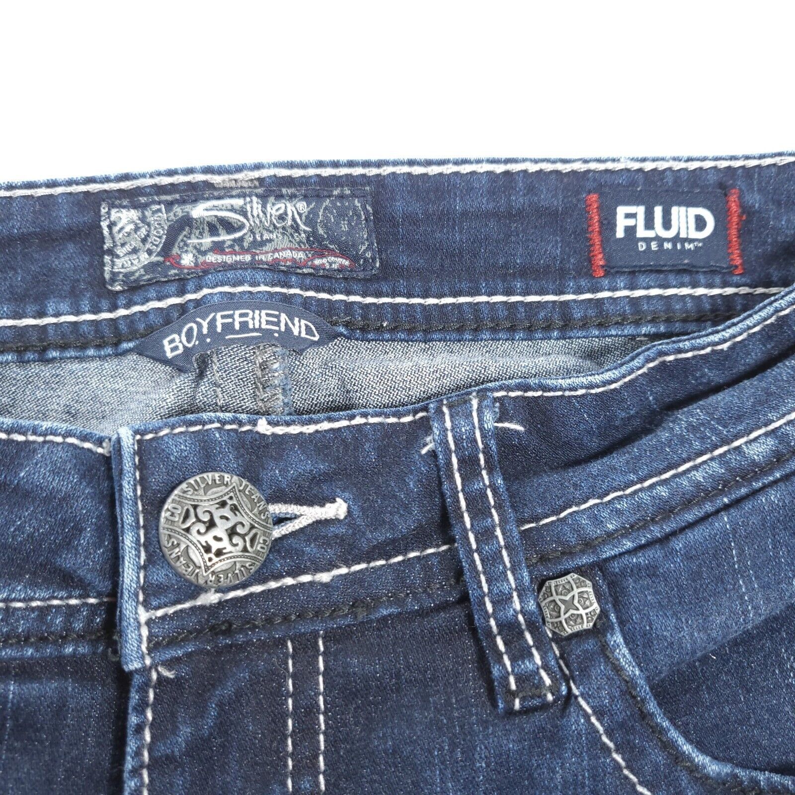 Other Silver Boyfriend Button Zip Denim Jeans Womens Size 26x29 Size 28" / US 6 / IT 42 - 6 Thumbnail
