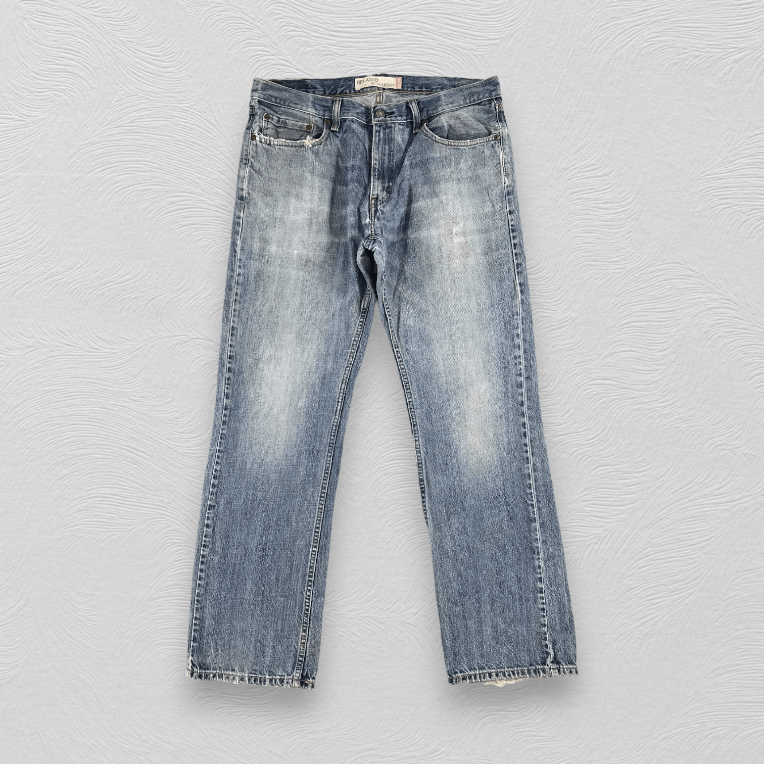 image of Levis 559 Jeans Faded Blue Wash Distressed Denim, Men's (Size 34)
