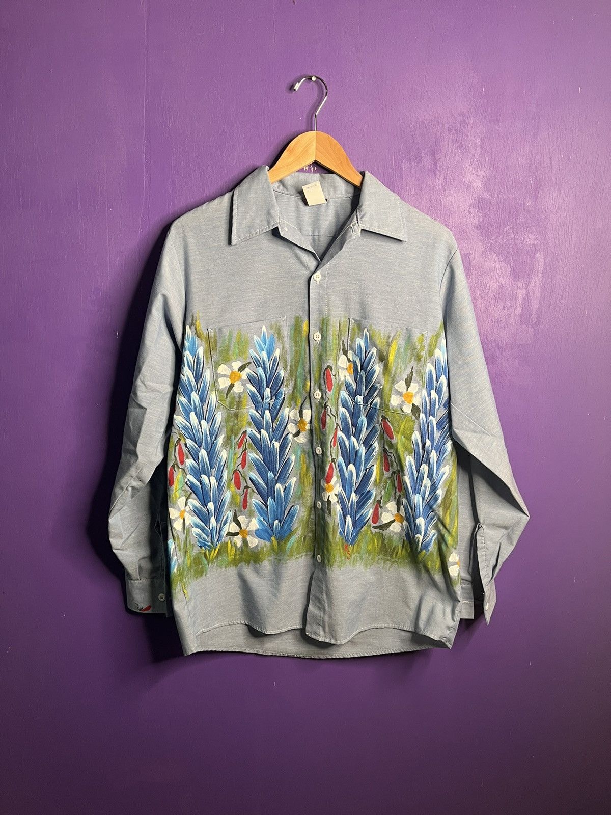 Vintage Vintage 80s Big Ben bluebonnet flowers button up Size US M / EU 48-50 / 2 - 1 Thumbnail