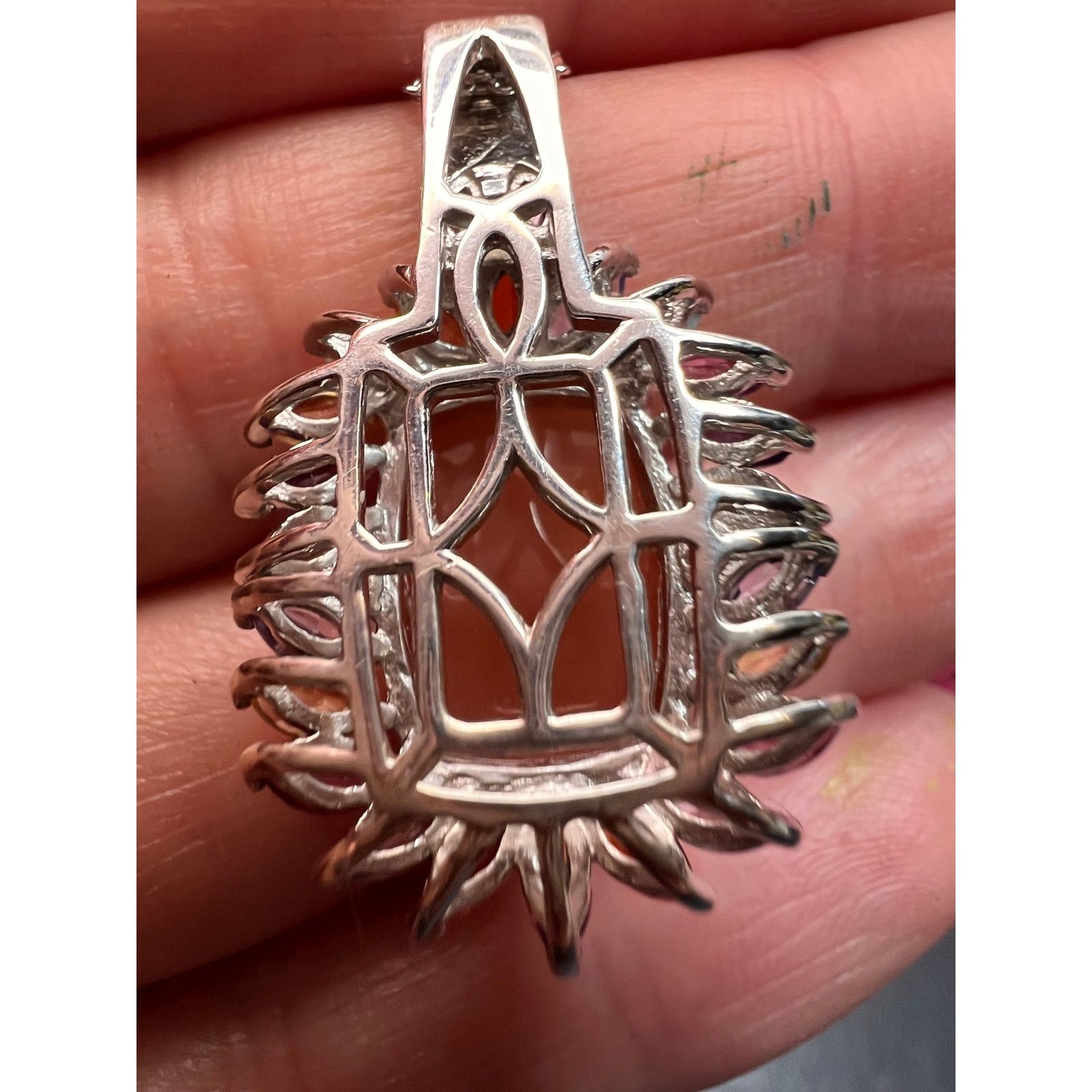 Other Peach moonstone necklace in platinum over sterling silver Size ONE SIZE - 8 Thumbnail