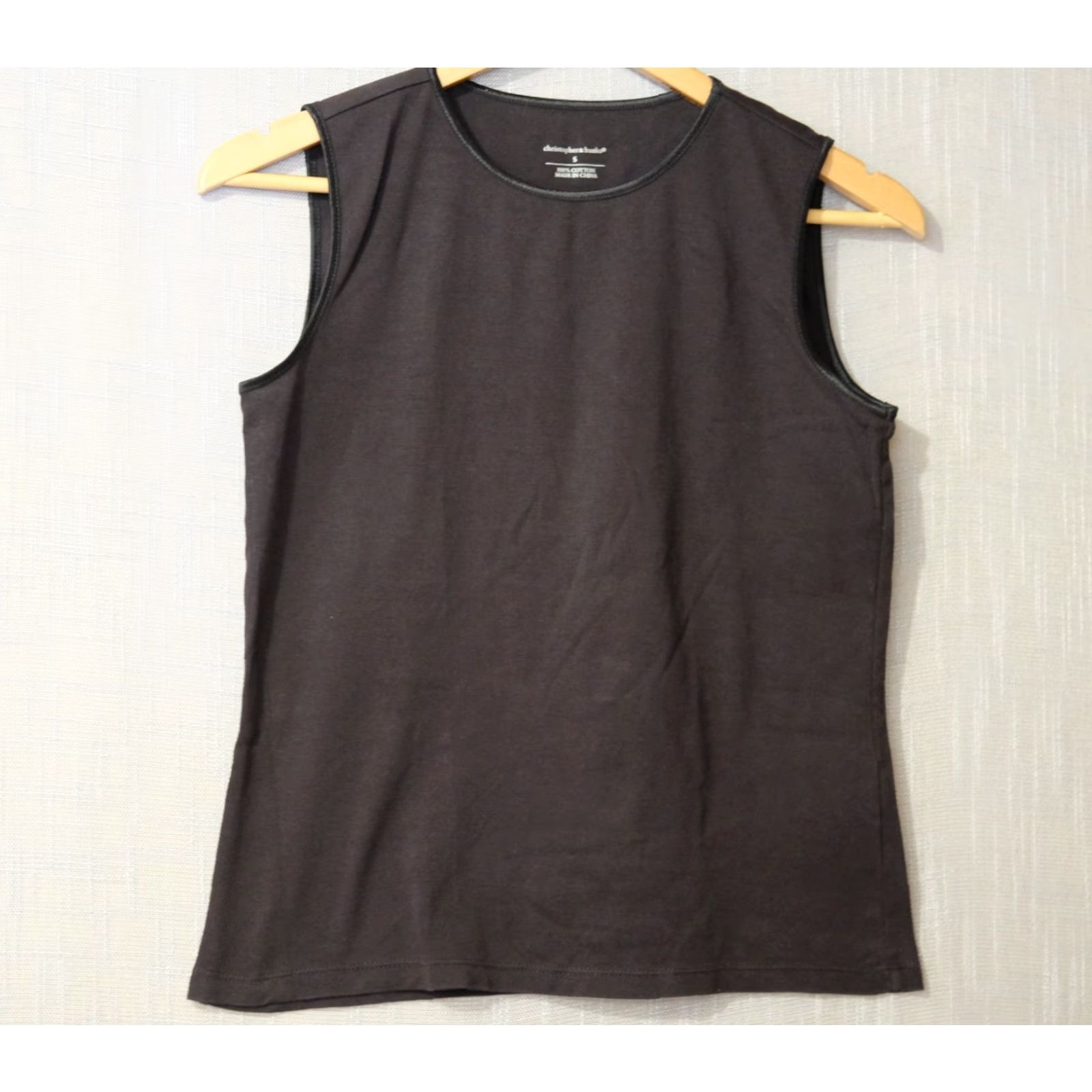 Vintage Christopher & Banks Black Tank Top Women's S Tank 100% Cotton Knit Sleeveless Crew Neck Basic Casual Workwear Shirt Size S / US 4 / IT 40 - 2 Thumbnail