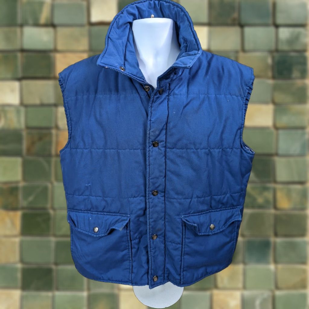 Sears VINTAGE Sears Work Leisure Sleeveless Puffer Vest Mens Large Blue 80s 44/XL Men Size US XL / EU 56 / 4 - 1 Thumbnail