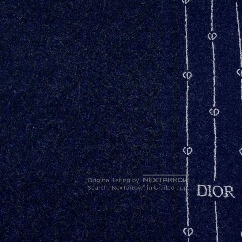 Dior Dior Dark blue CD letter embroidery wool tassel scarf Size ONE SIZE - 3 Thumbnail