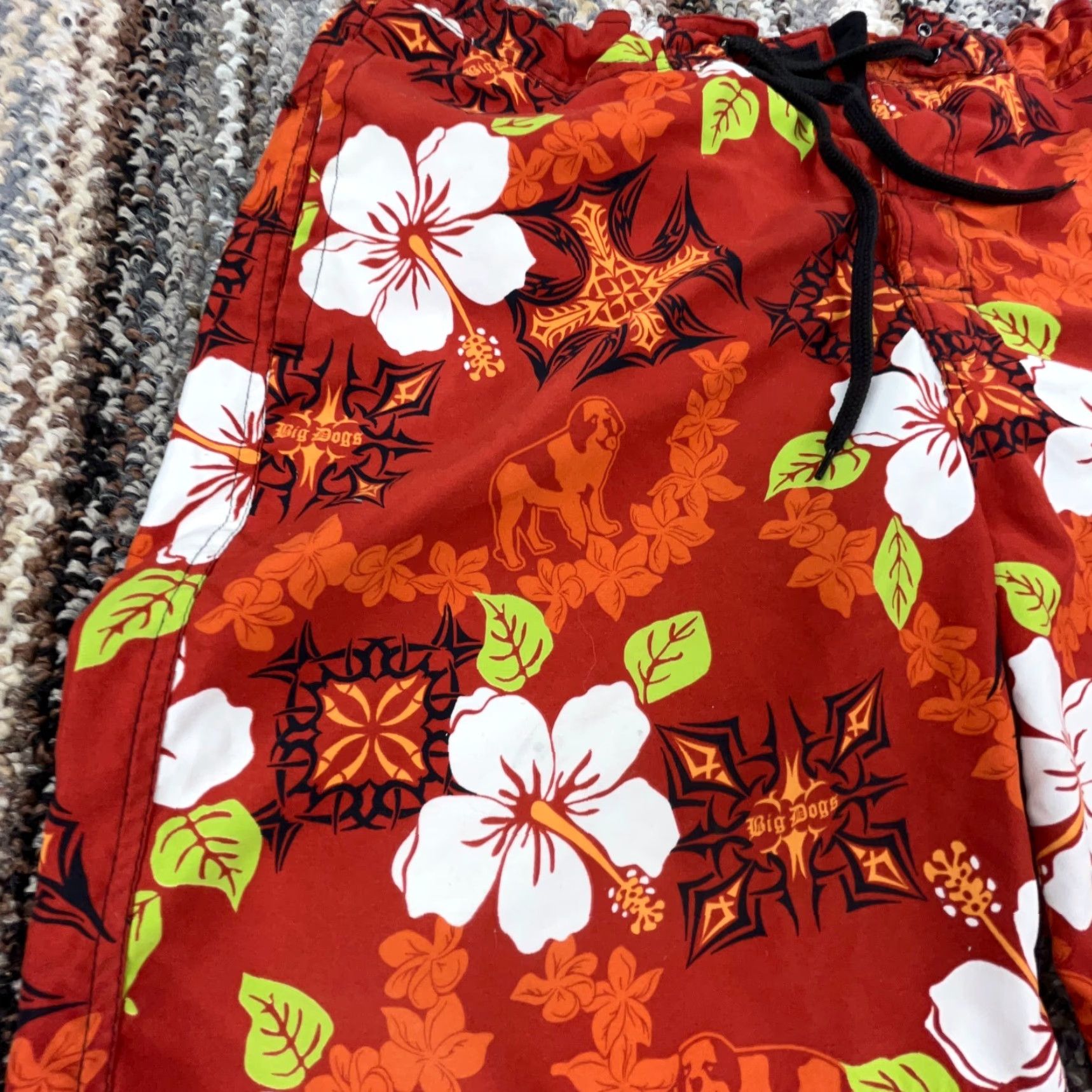 Big Dogs Big Dogs Swim Trunks Men M Red Floral Beach Surfing Trunks Hipster Retro Size US 31 - 4 Thumbnail