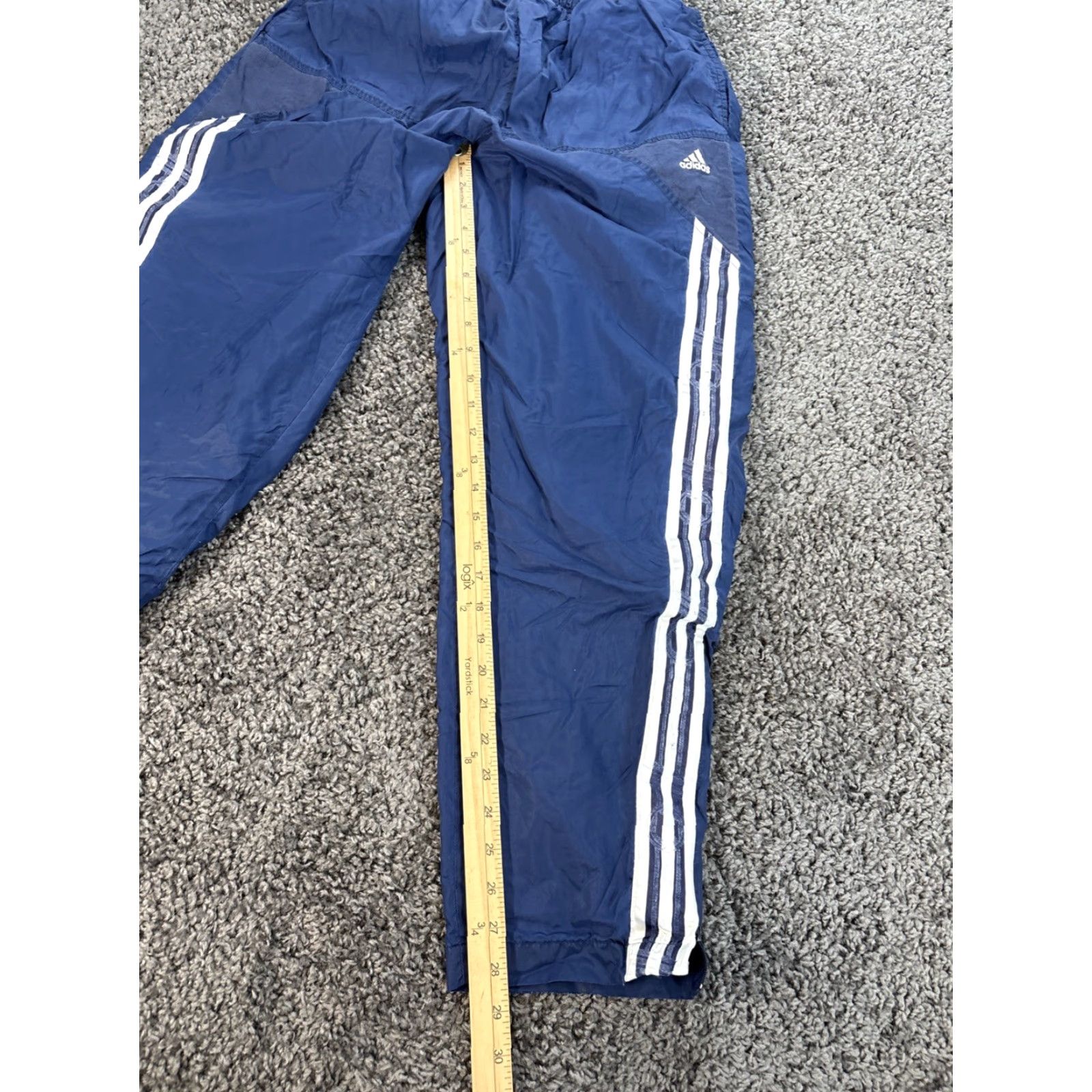 Adidas VINTAGE Adidas Track Pants Mens S Blue Pockets 90s Warm Ups Baggy 70s Size US 29 - 2 Thumbnail