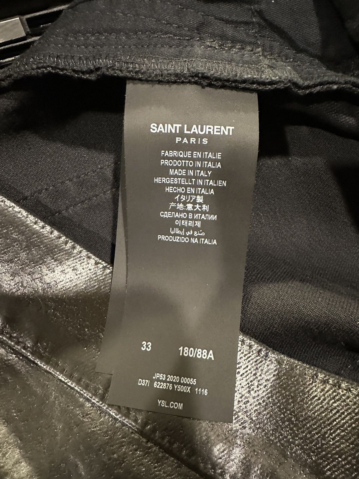 Anthony Vaccarello Saint Laurent Paris 2020 D24 Oil Coated Black Denim Size US 33 - 10 Thumbnail