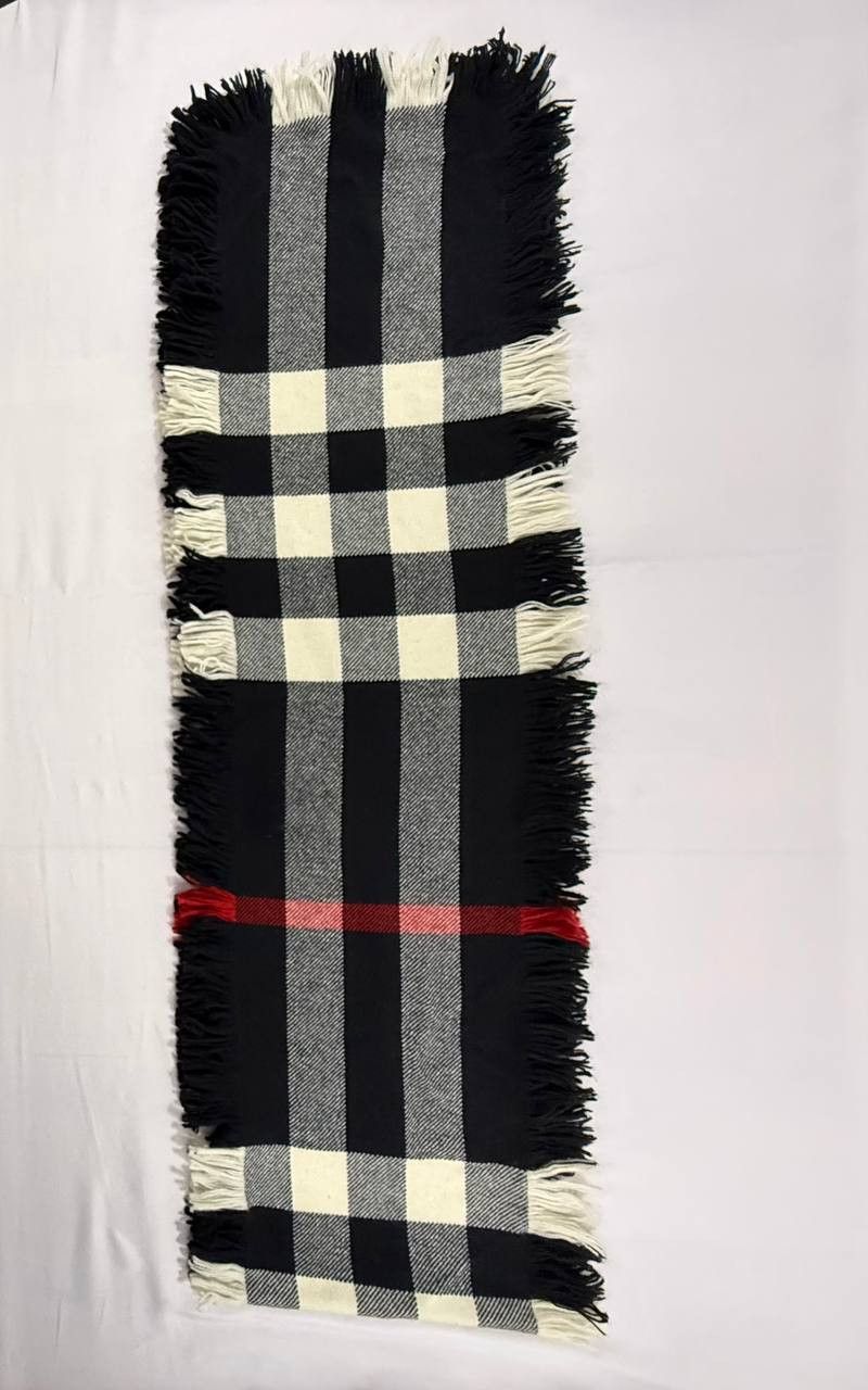 Burberry Burberry Wool Half Mega Fashion Plaid Check Fringe Scarf Size ONE SIZE - 8 Thumbnail