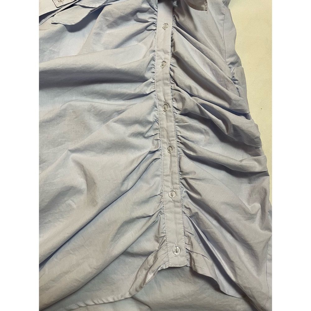 Other New ASTR The Label Blue Cotton Front Button Ruched Dress Si Size M / US 6-8 / IT 42-44 - 9 Thumbnail