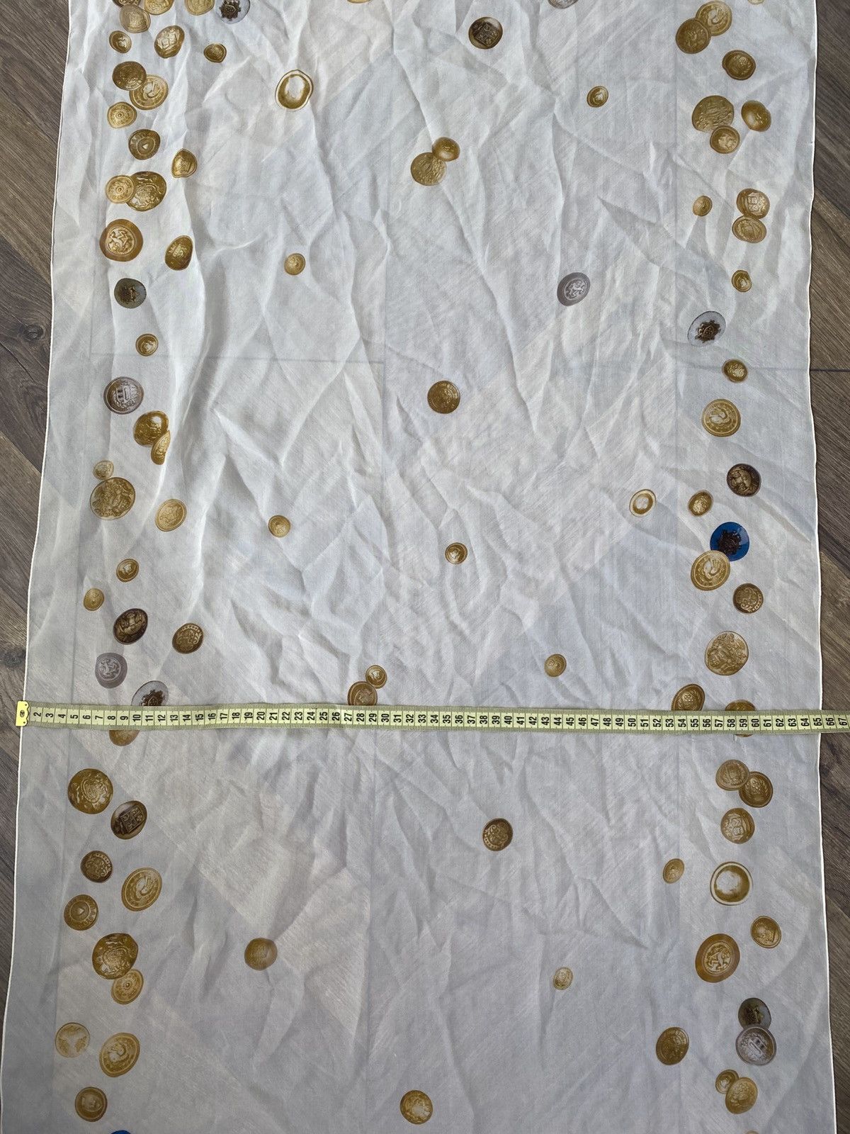 Moschino Vintage Moschino Silk Scarf Gold Coins Print Ivory Wrap Size ONE SIZE - 11 Thumbnail