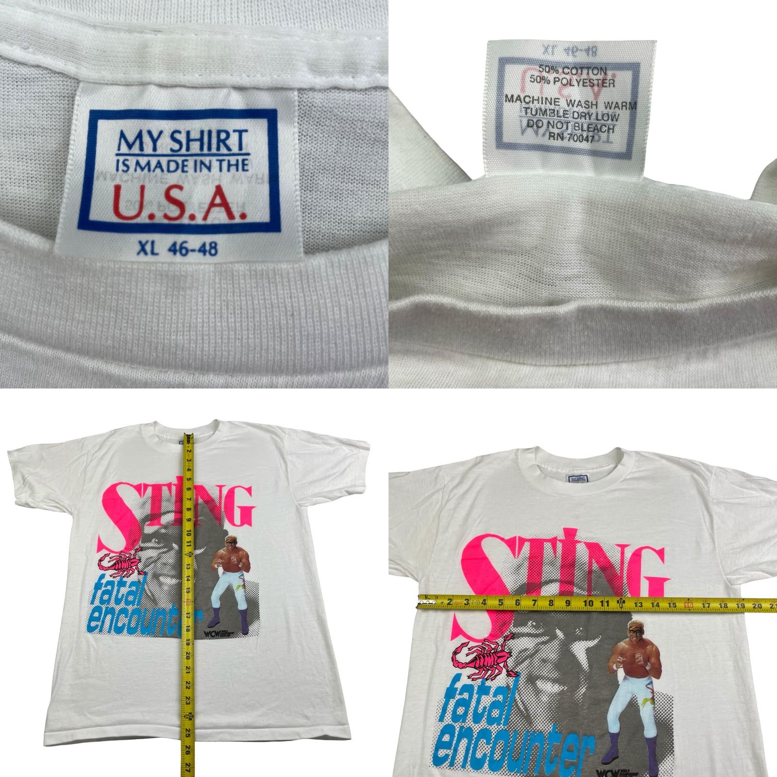 Vintage VINTAGE Sting WCW T-Shirt White XL - NEW Rare Fatal Encounter Single Stitch S/S Cotton/Poly USA Men Shirt Size US XL / EU 56 / 4 - 8 Thumbnail