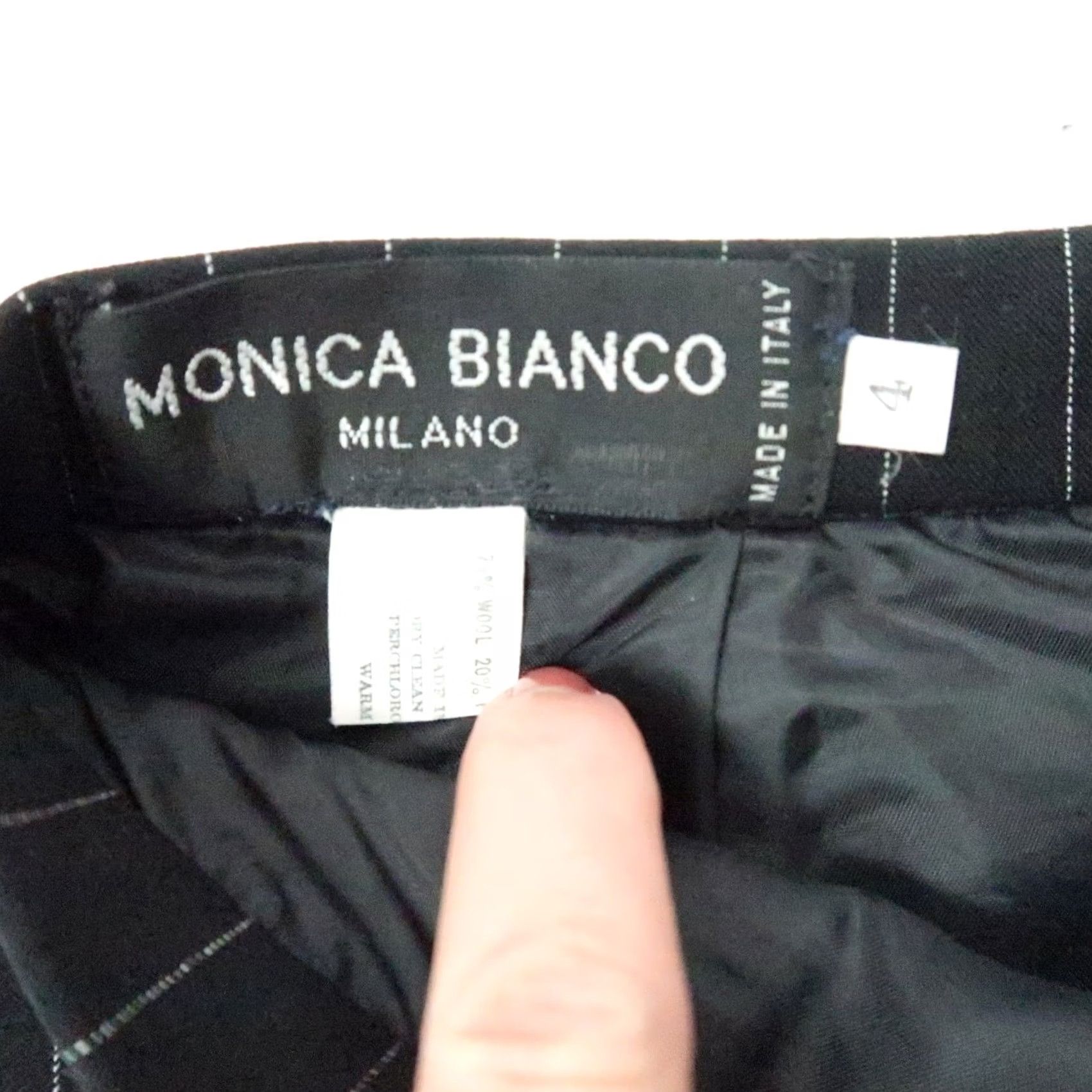Vintage VINTAGE Monica Bianco Black Pinstripe Wool Pencil Skirt 4 Women 90s Size 27" / US 4 / IT 40 - 4 Thumbnail