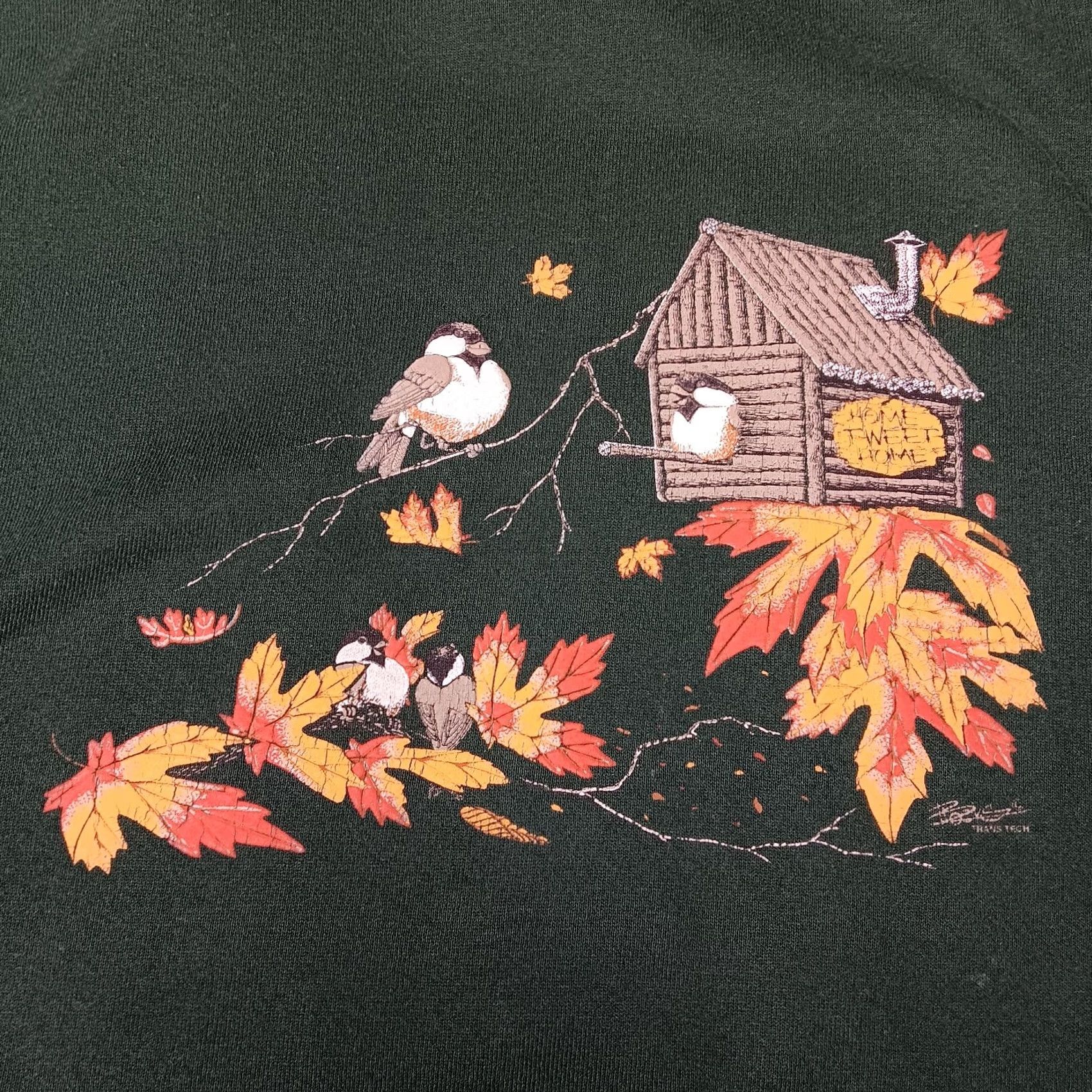 Fruit Of The Loom VINTAGE Fruit of the Loom Sweatshirt Woman L Green Nature Tree Birds Crew Neck Long Sleeve Pullover KnIT Fall Size L / US 10 / IT 46 - 2 Thumbnail
