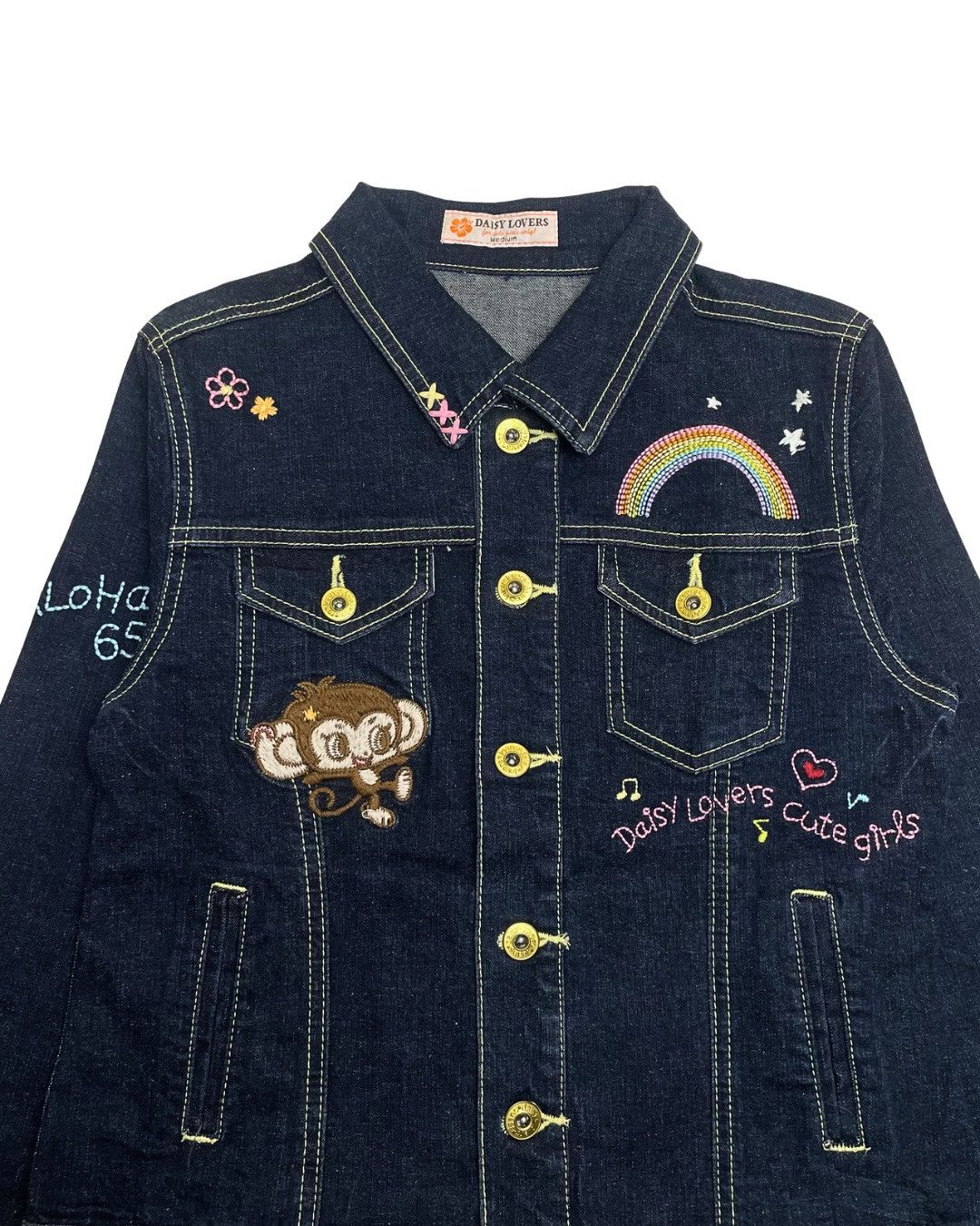 Japanese Brand Daisy Lovers Denim Jacket Lani Kun Monkey Embroidery Y2K Size S / US 4 / IT 40 - 4 Thumbnail