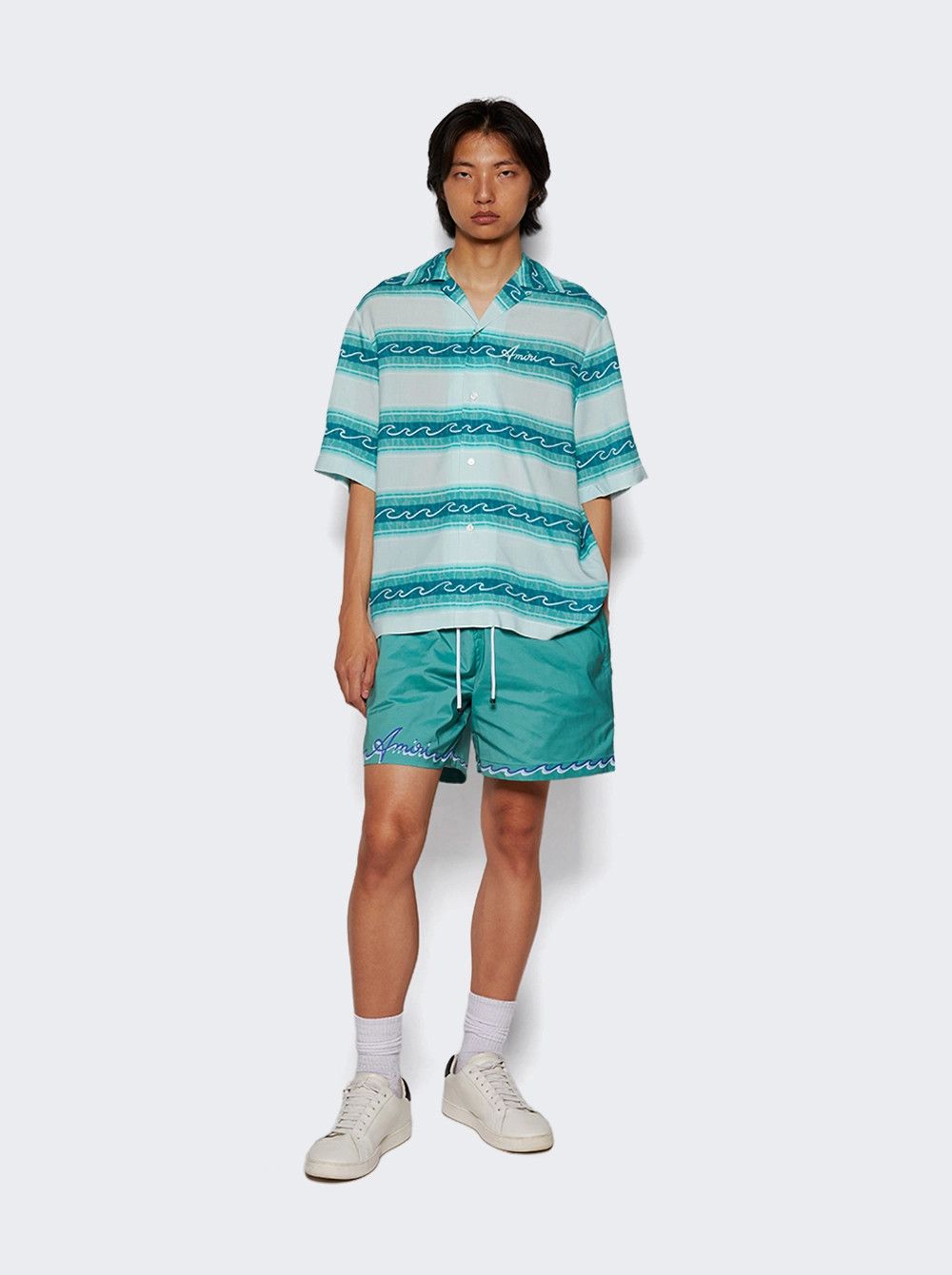 Amiri o1mle0326 Amiri Wave Swim Trunk Short in Sea Blue Size US 30 / EU 46 - 2 Thumbnail