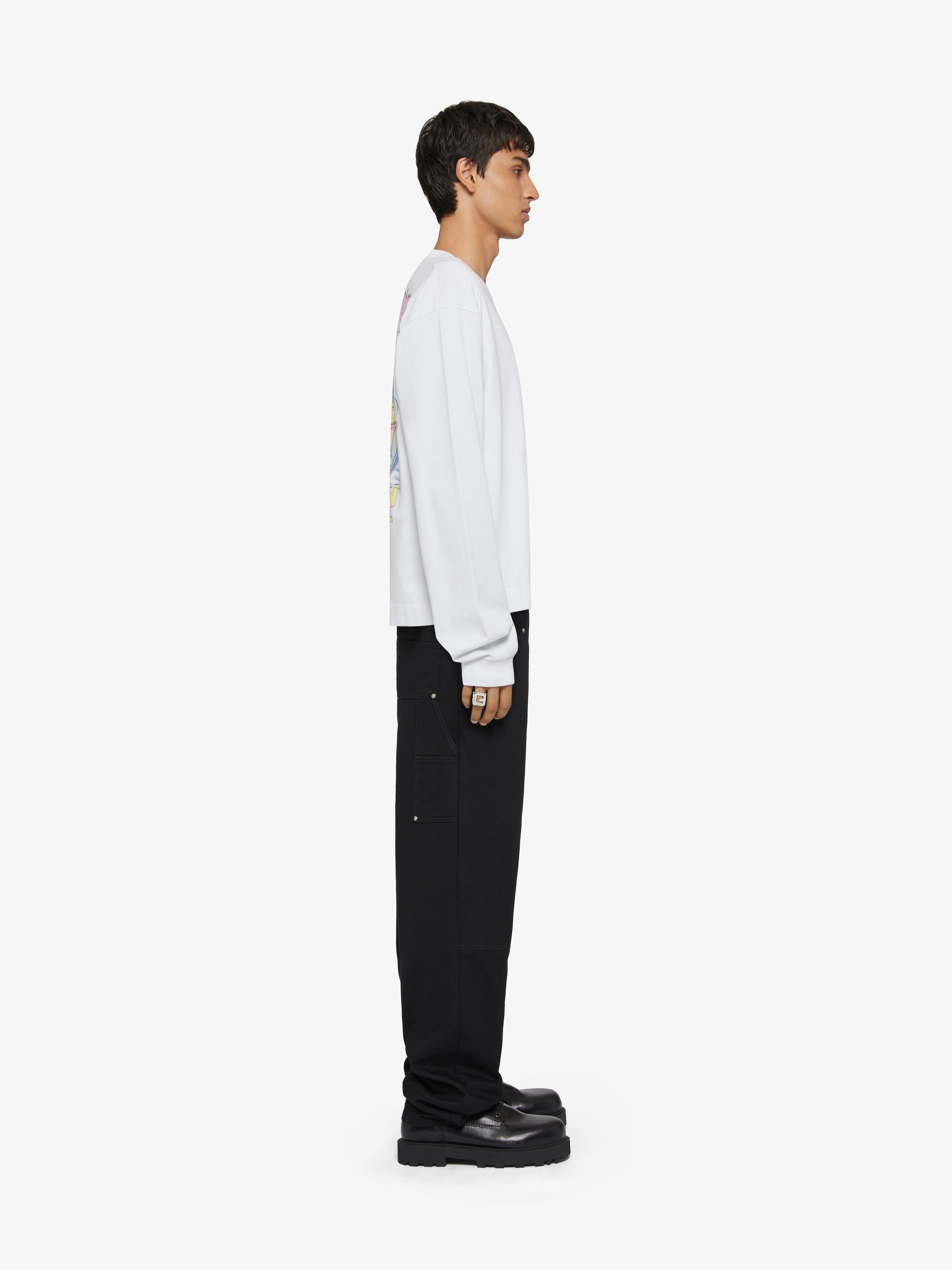 Givenchy o1w1db10325 Boxy Fit Long Sleeves T-Shirt in White Size US M / EU 48-50 / 2 - 3 Thumbnail