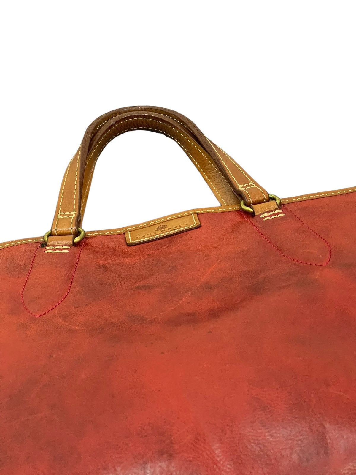 Japanese Brand Full Leather Patina Red Deux Moncx Artisan Made Hand Bag 4🟩 Size ONE SIZE - 9 Thumbnail