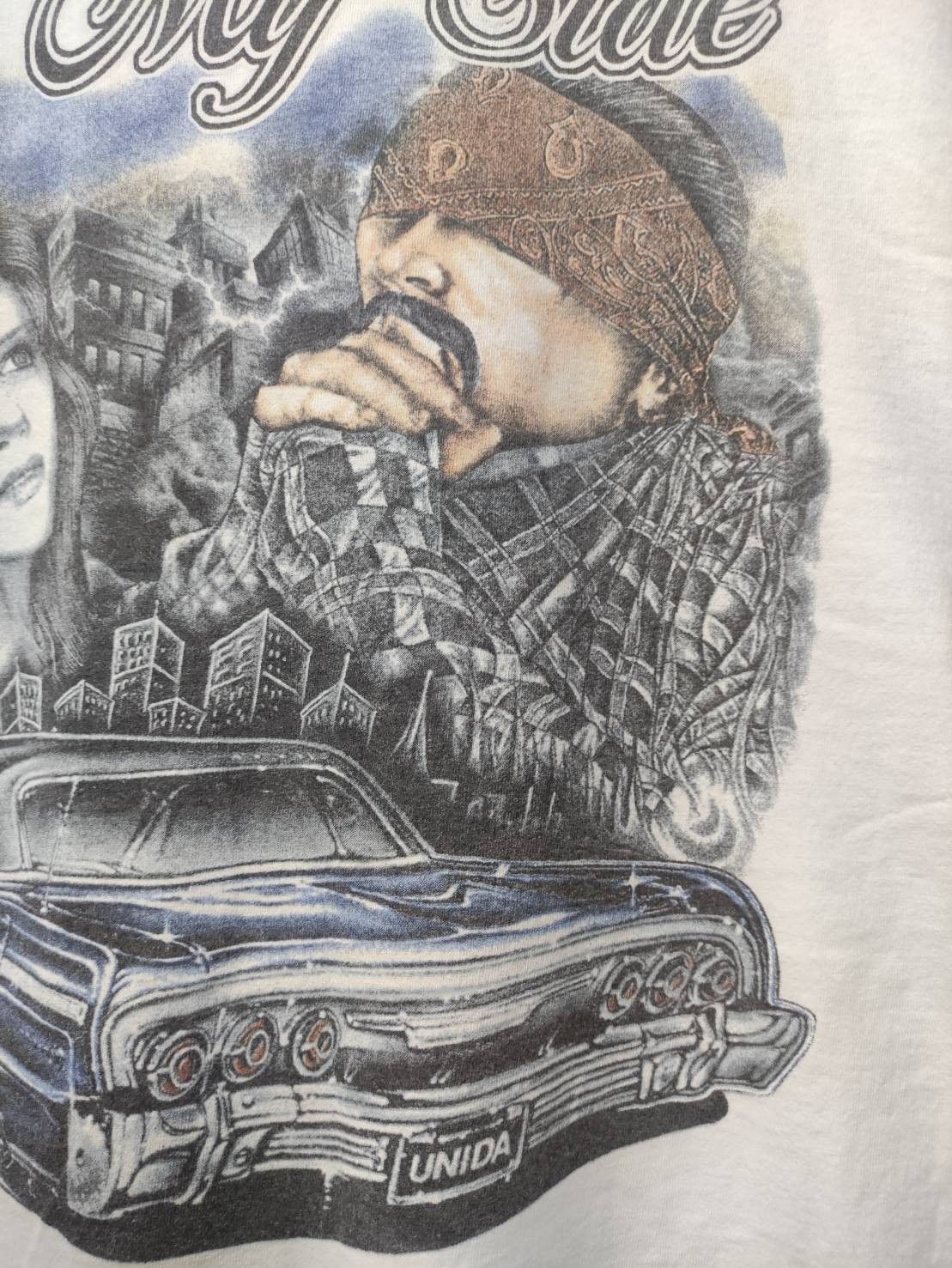 Rap Tees Vtg 00's Low Rider " By My Side " Chicano Style T-Shirt Size US XL / EU 56 / 4 - 4 Thumbnail