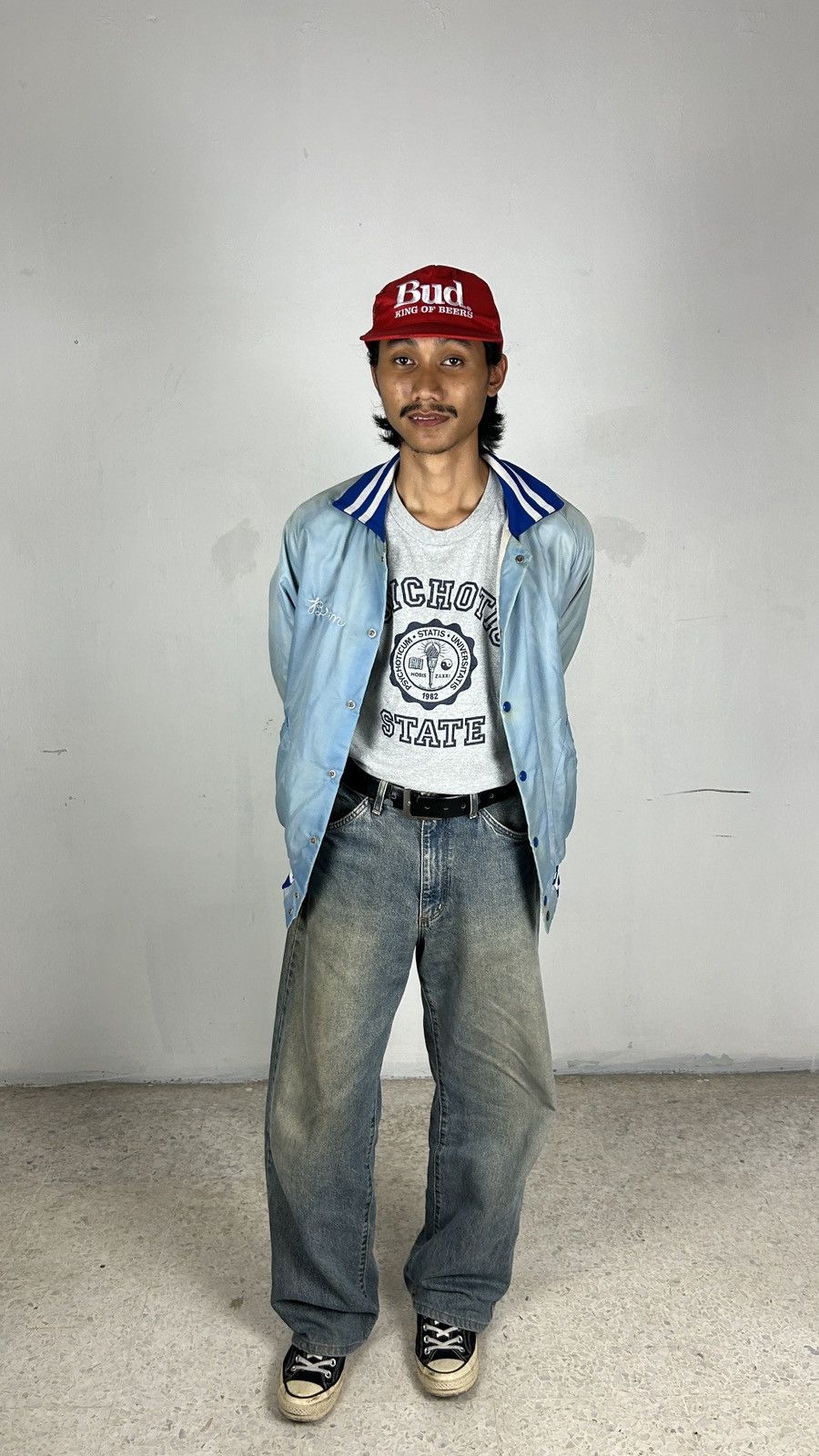 Vintage 1980s Thrashed Baseball Chainstitch Varsity Jacket Size US L / EU 52-54 / 3 - 1 Thumbnail