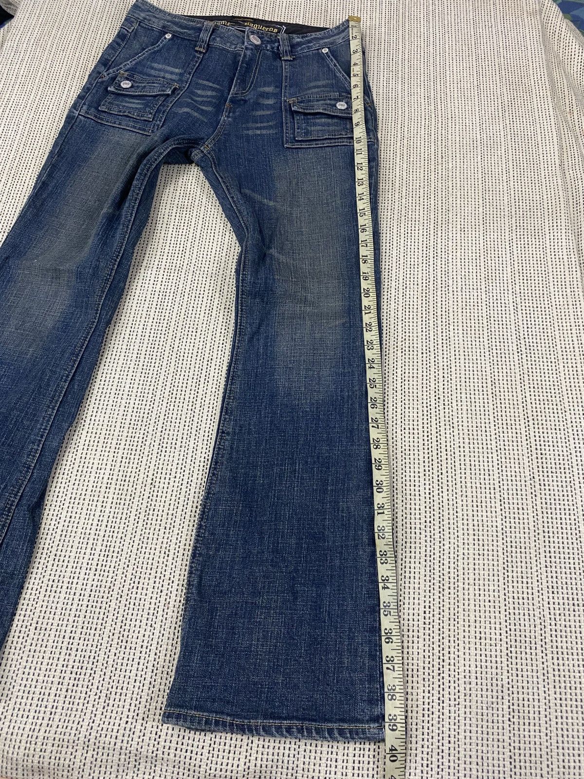 Japanese Brand Vintage 70sStyle Flared Denim Jeans Wash CargoPocket Bootcut Size US 30 / EU 46 - 15 Thumbnail