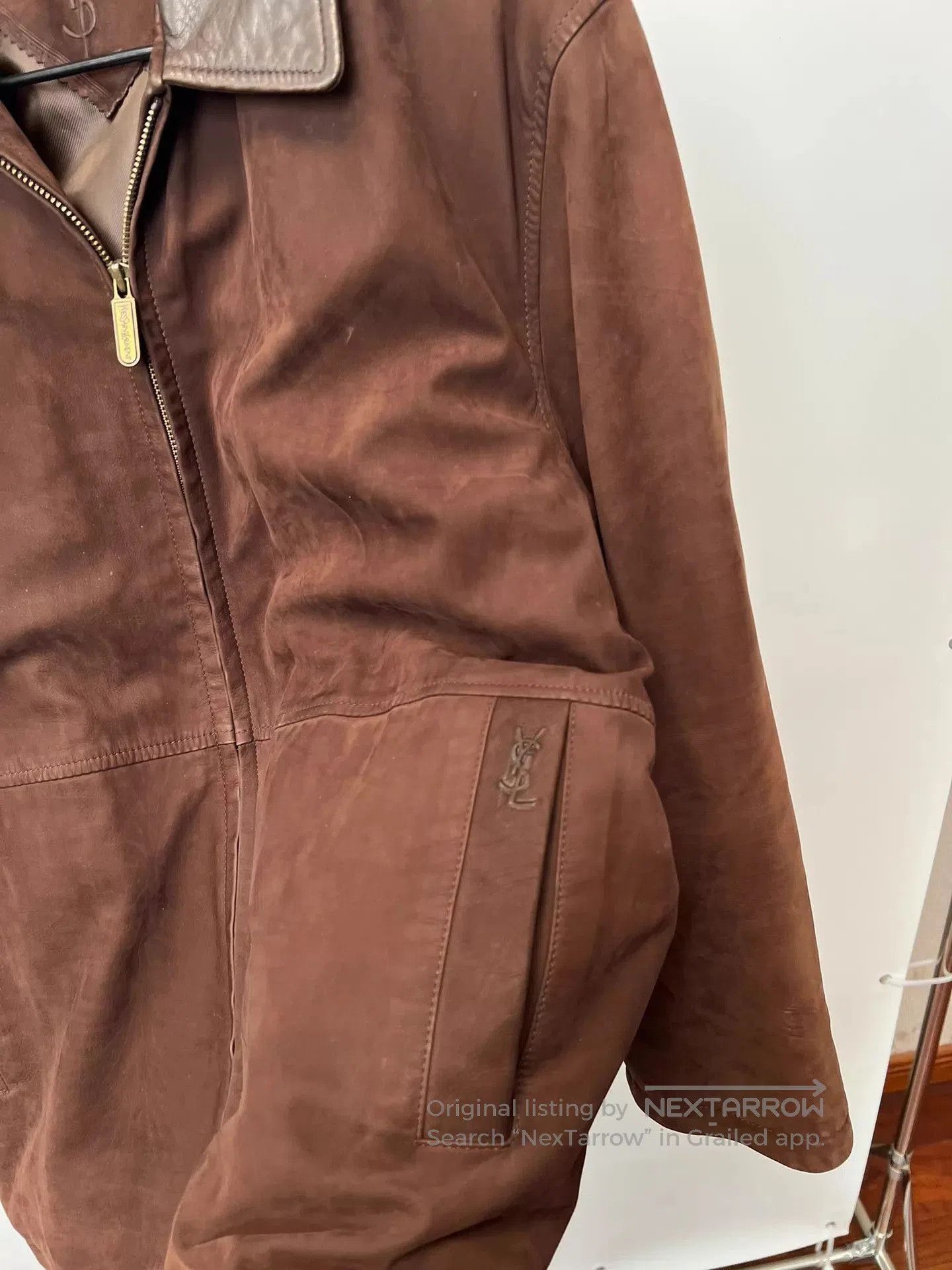 Yves Saint Laurent Brown Leather Collar Zip. Size US L / EU 52-54 / 3 - 5 Thumbnail