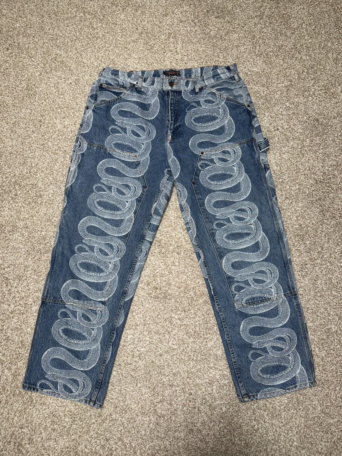 パンツ supreme hysteric glamour snake denim Supreme HYSTERIC GLAMOUR Snake Double Knee Denim Painter