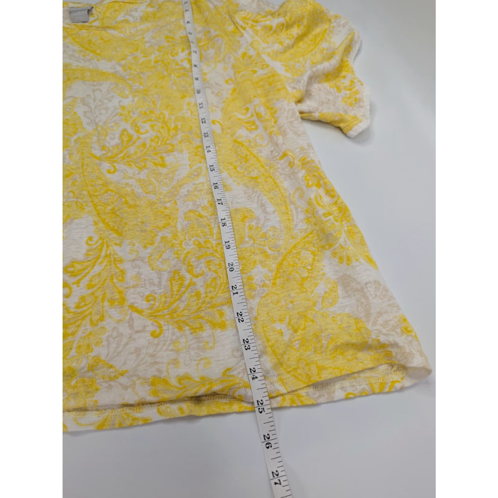 Vintage Chico's Shirt Womens XL Yellow Linen Paisley Flutter Sleeve Blouse Size 3 Size XL / US 12-14 / IT 48-50 - 4 Thumbnail