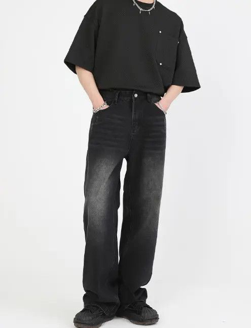 Japanese Brand × Jean Japanese retro washed distressed wide-leg straight jeans Size US 32 / EU 48 - 4 Thumbnail
