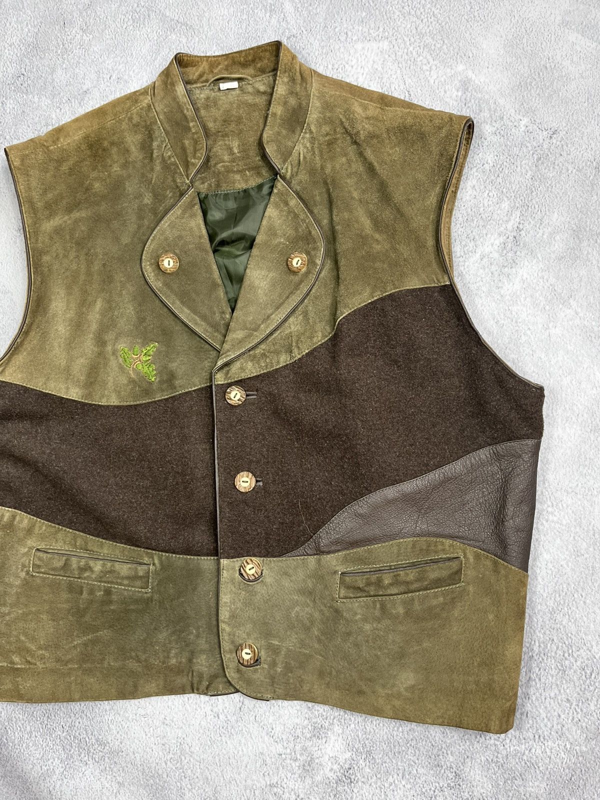 Japanese Brand × Leather × Vintage Vintage 90s leather/wool vest retro style streetwear Size US XL / EU 56 / 4 - 3 Thumbnail