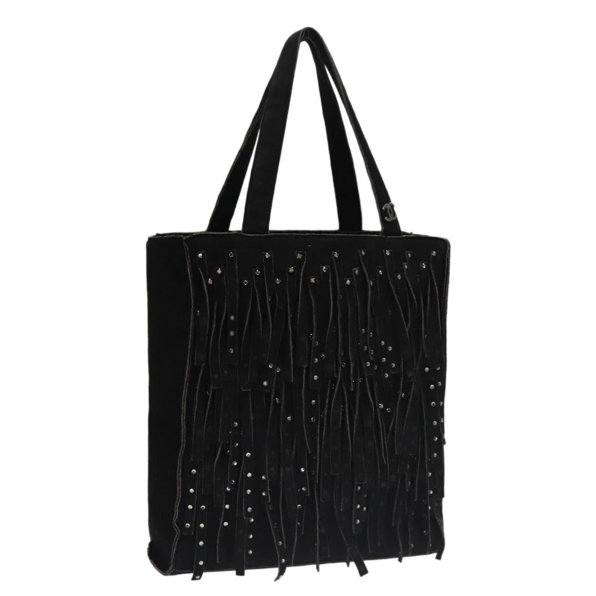 CHANEL Tote Bag Suede Black CC