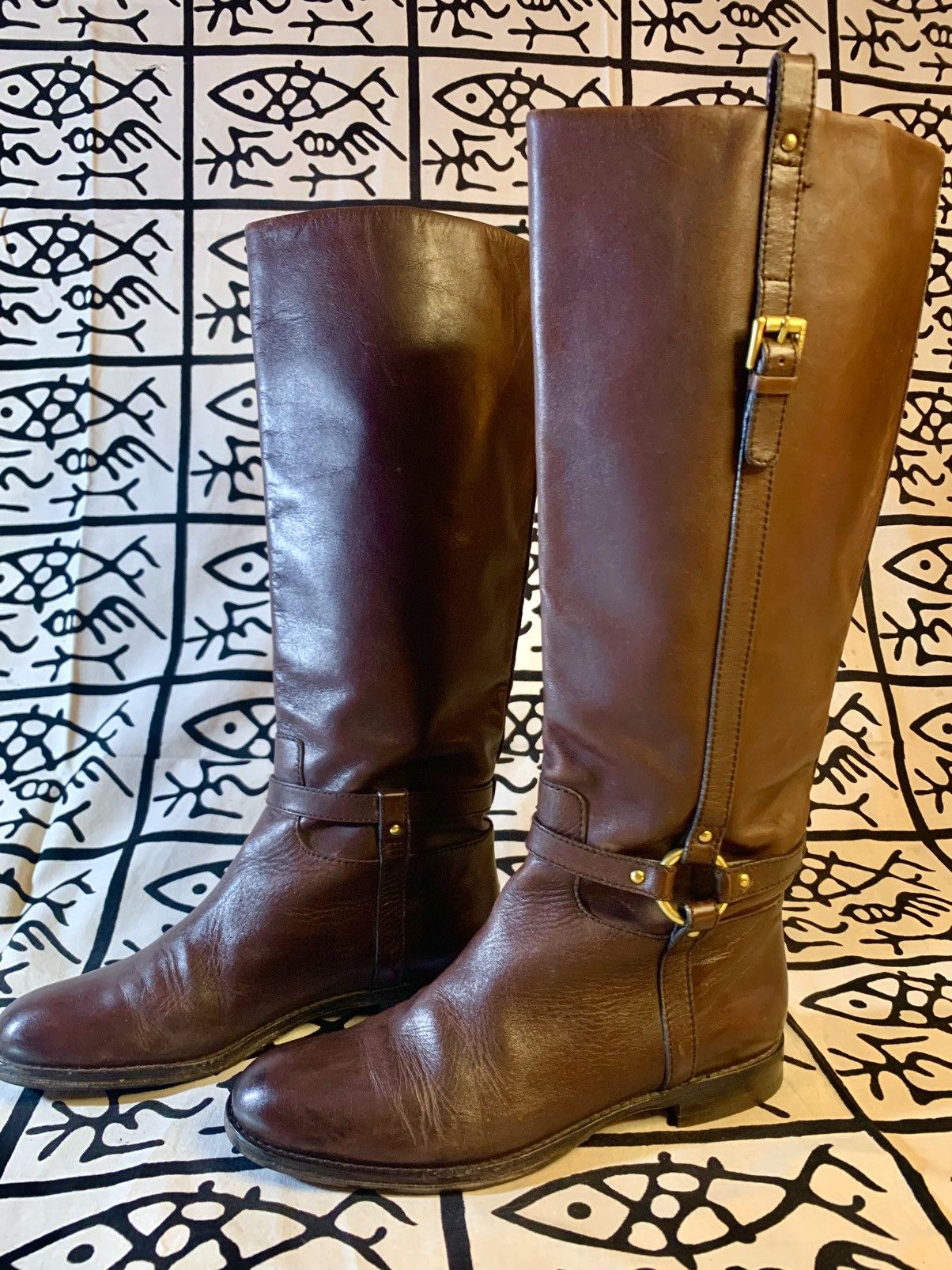 Coach COACH Monday Women's Brown Leather Riding Boots, A7144 Size US 7.5 / IT 37.5 - 1 Thumbnail