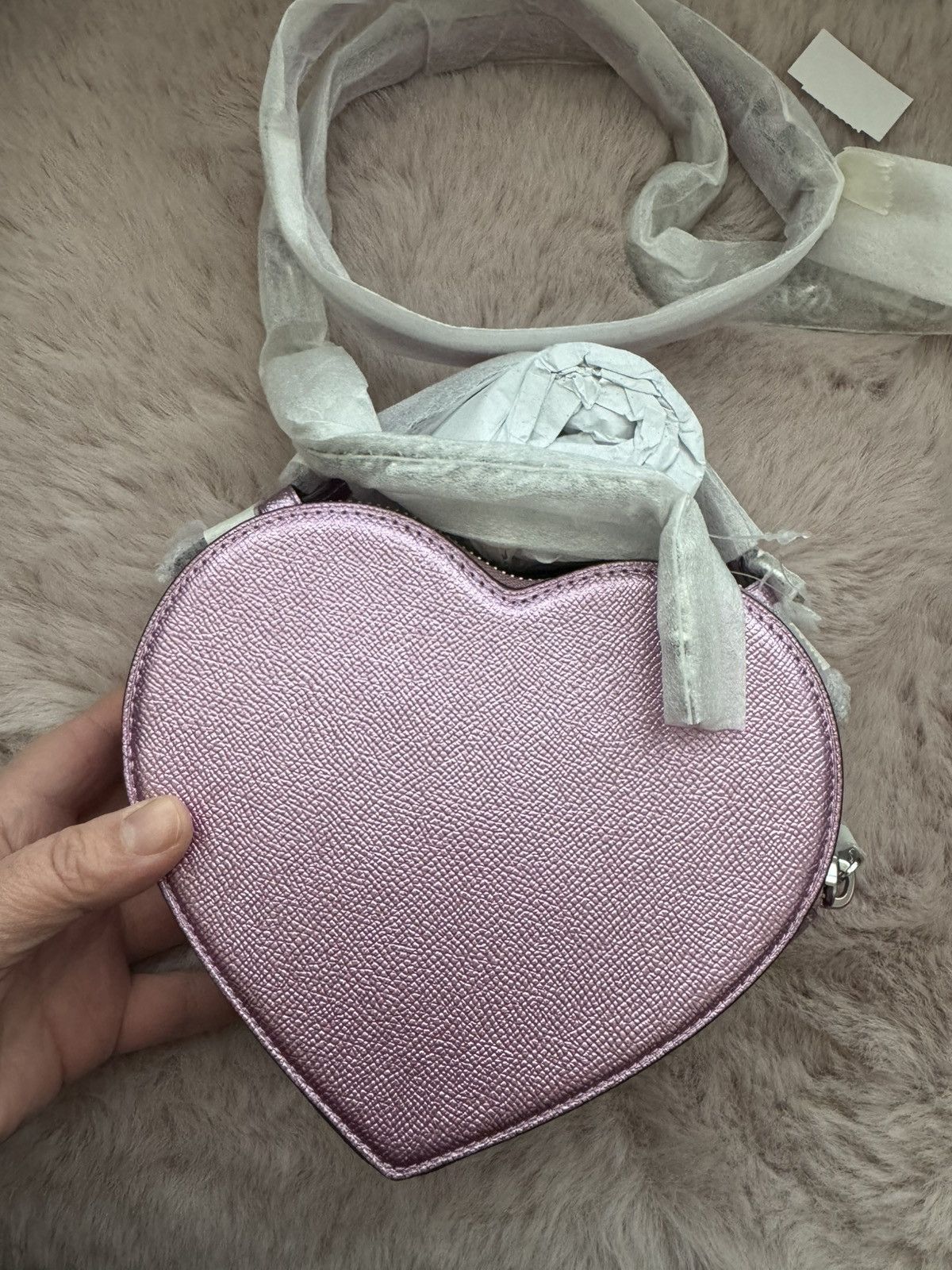 Coach Coach Heart Crossbody Bag in Metalic Crossgrain Leather Size ONE SIZE - 6 Thumbnail
