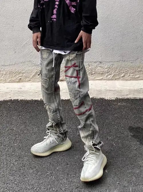Japanese Brand × Jean Retro washed distressed straight-leg jeans Size US 32 / EU 48 - 4 Thumbnail