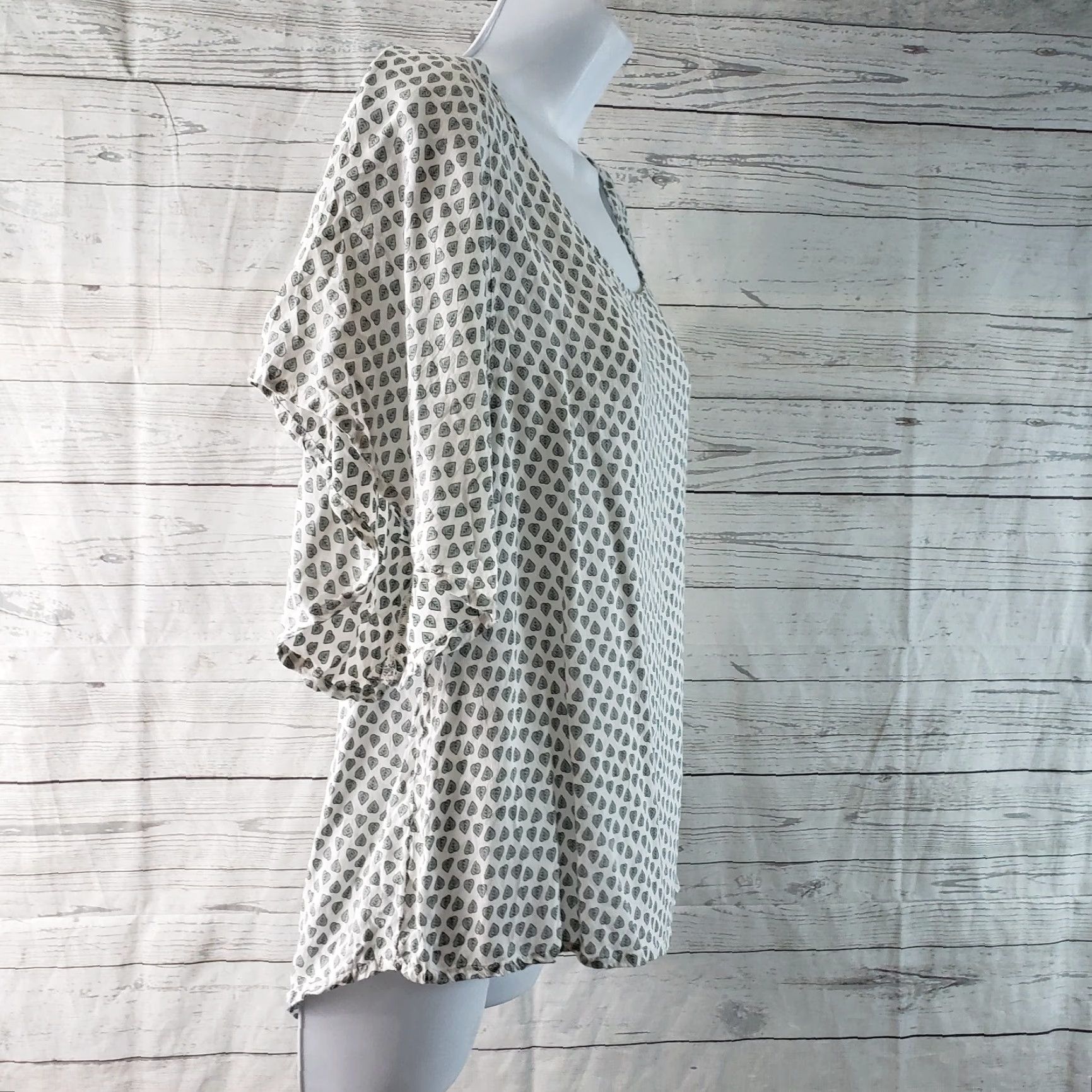 Prana Prana Womens Emmi Printed Top Sz Small White Green Leaf Print Scoop Neck Size S / US 4 / IT 40 - 3 Thumbnail