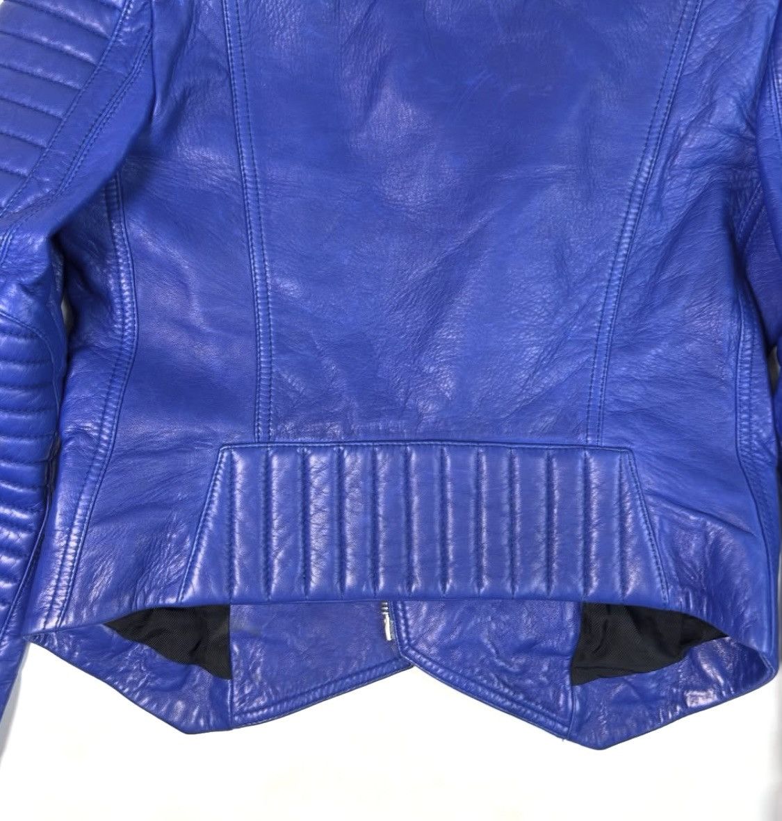 Balmain BALMAIN PARIS Electric Blue Lambskin Leather Biker Jacket Size XS / US 0-2 / IT 36-38 - 8 Thumbnail