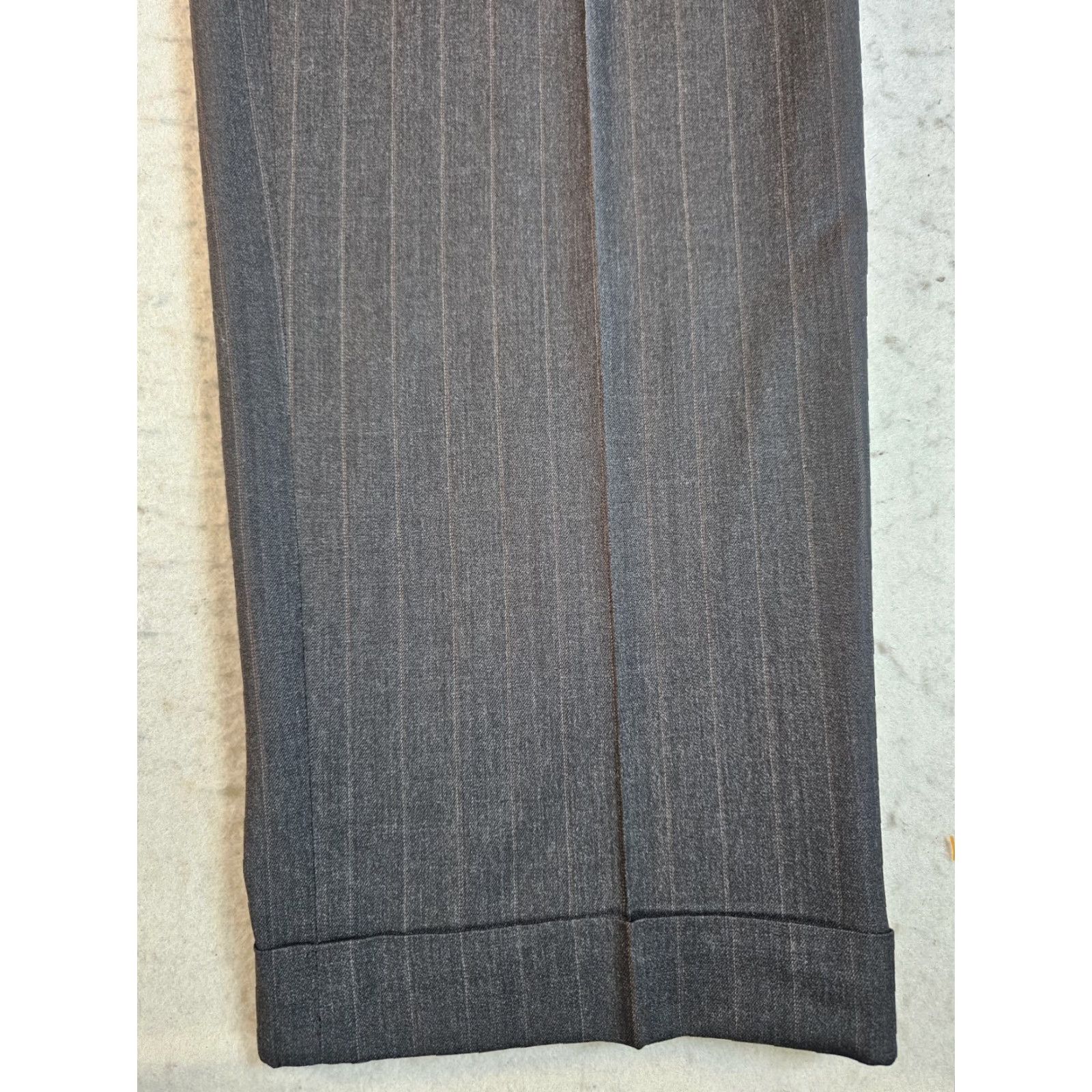 Brooks Brothers Brooks Brothers Signature Pin Striped Wool Suit Mens 42 Long Coat 36Wx32L Grey Tan Striped - Regular Fit, 2 Piece, Classic USA Mens Suit Size 42R - 6 Thumbnail