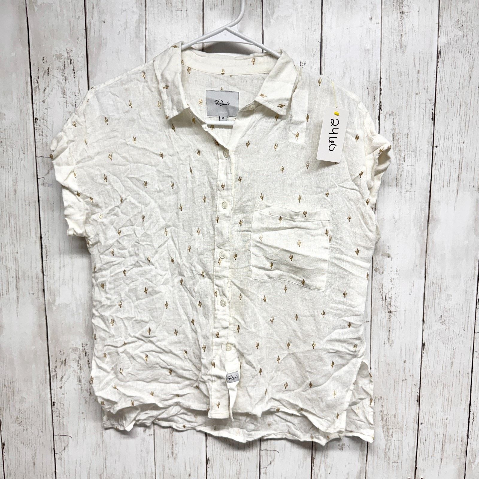 Rails Rails Size XS Linen Cactus Short Sleeve Button Down Blouse Size XS / US 0-2 / IT 36-38 - 1 Thumbnail