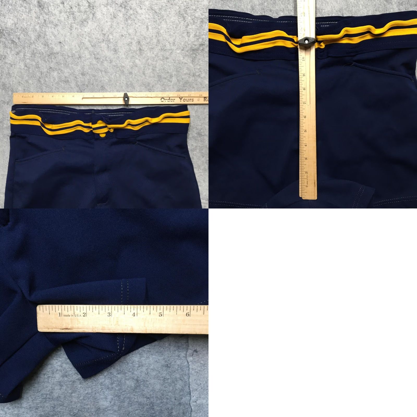Vintage VINTAGE Southern Athletic Shorts Mens Large Navy Blue Gold Striped Waistband USA 80s Size US 33 - 8 Thumbnail