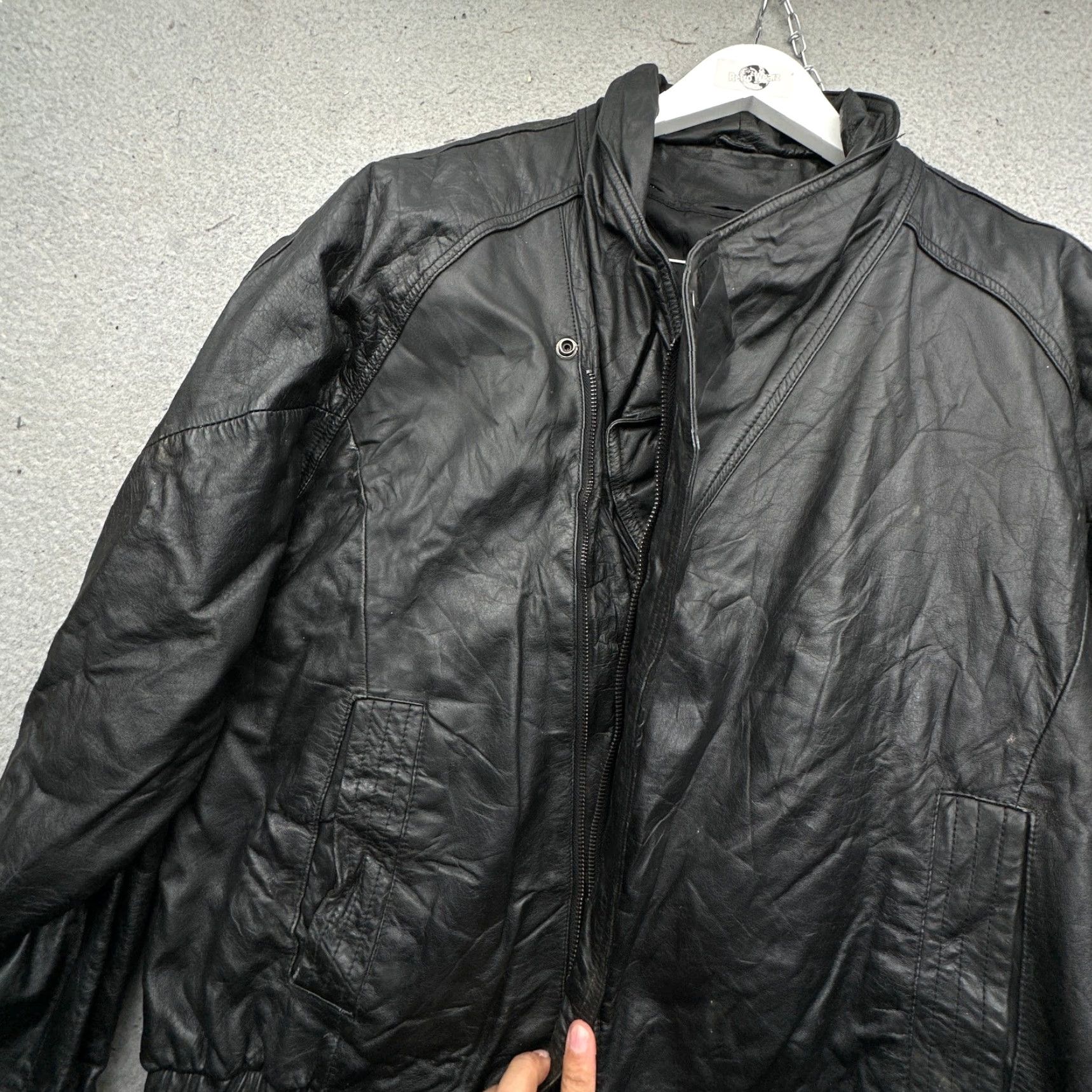 Ben Sherman VINTAGE Bermans Leather Moto Jacket Mens Large Long Black Lined Rider Jacket Size US L / EU 52-54 / 3 - 7 Thumbnail