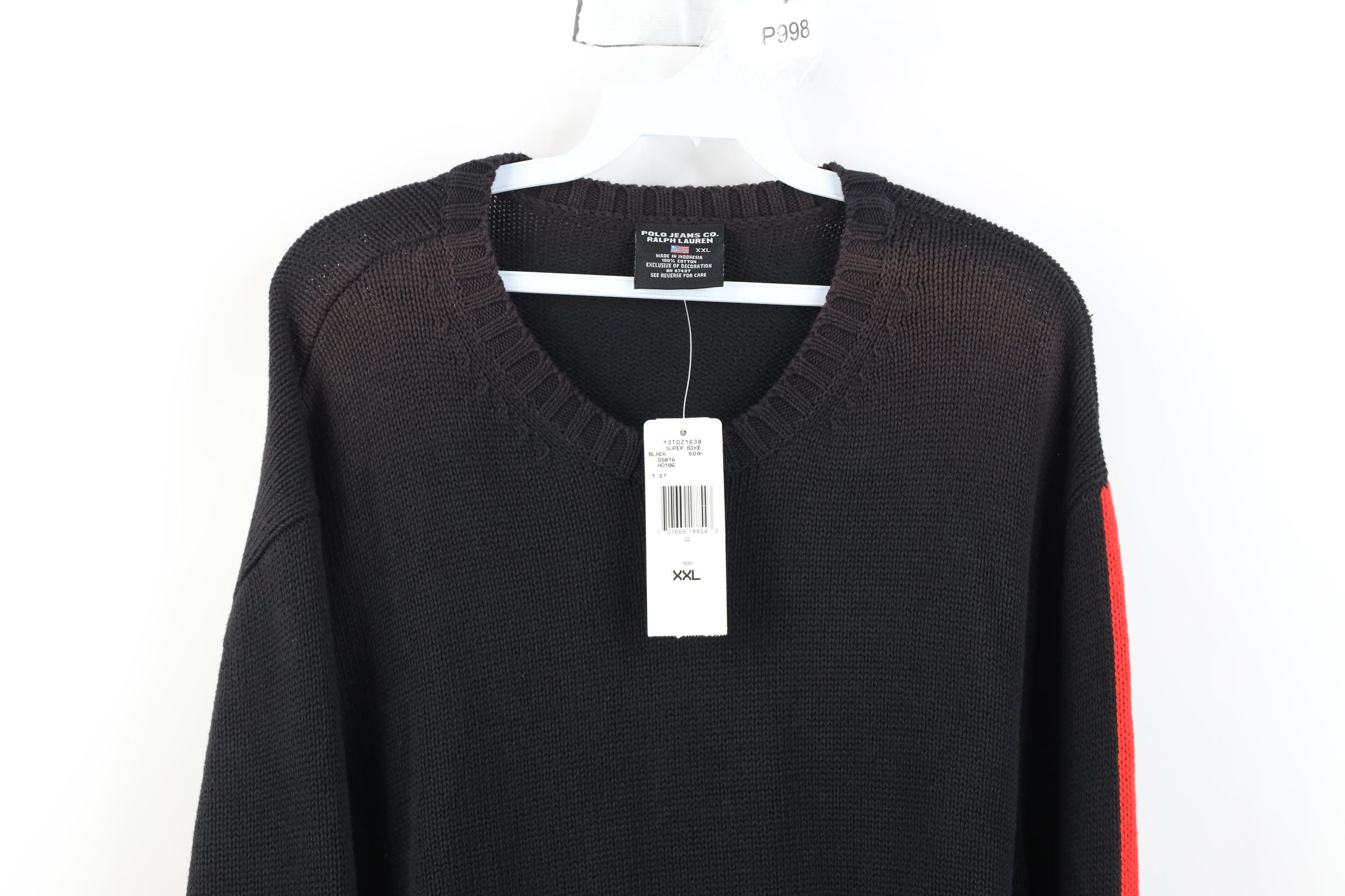 Polo Ralph Lauren Deadstock Vintage 90s Ralph Lauren Cotton Knit Sweater Black Size US XXL / EU 58 / 5 - 2 Thumbnail