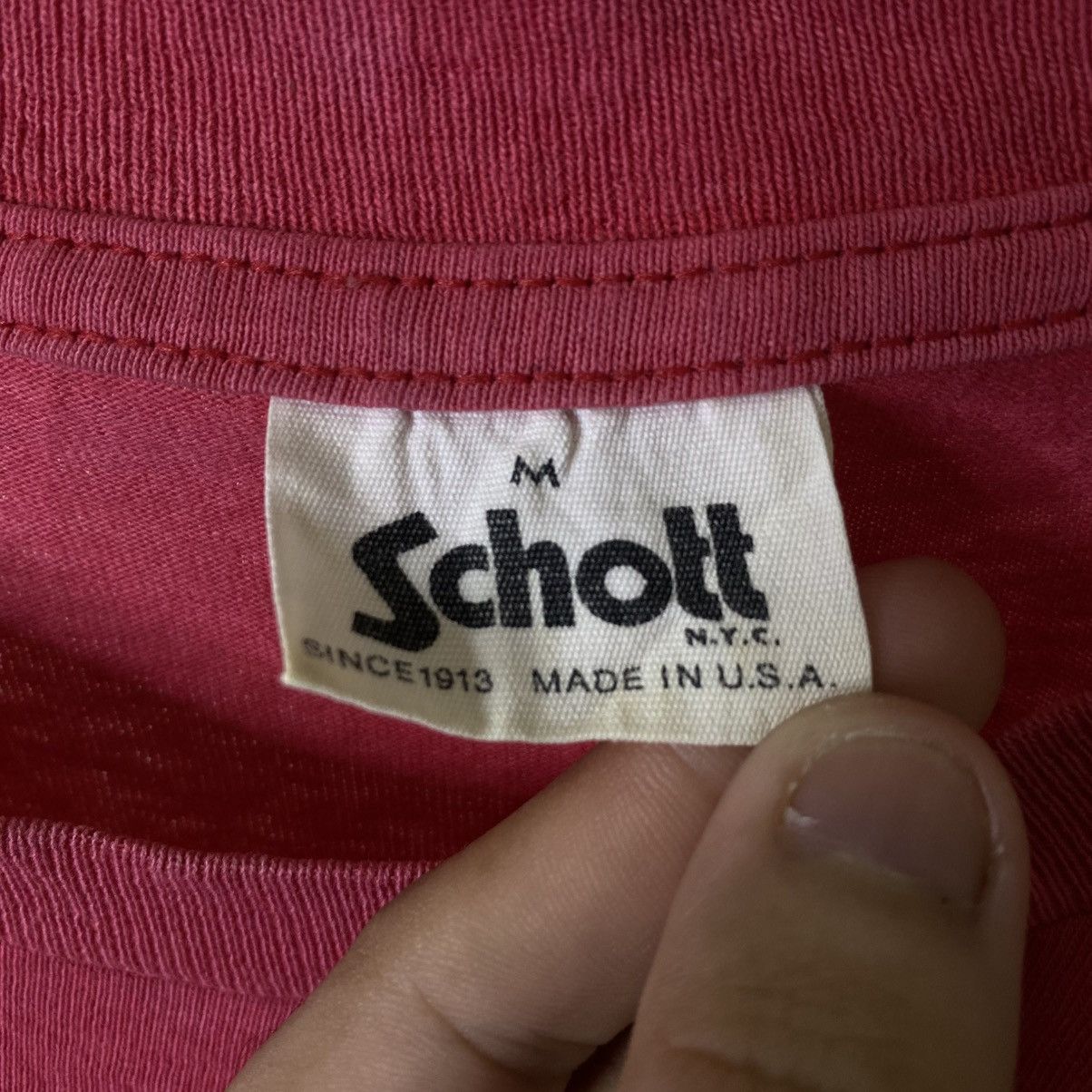 Schott Vintage 1990s Schott Minimalist Design T Shirt Size US M / EU 48-50 / 2 - 3 Thumbnail