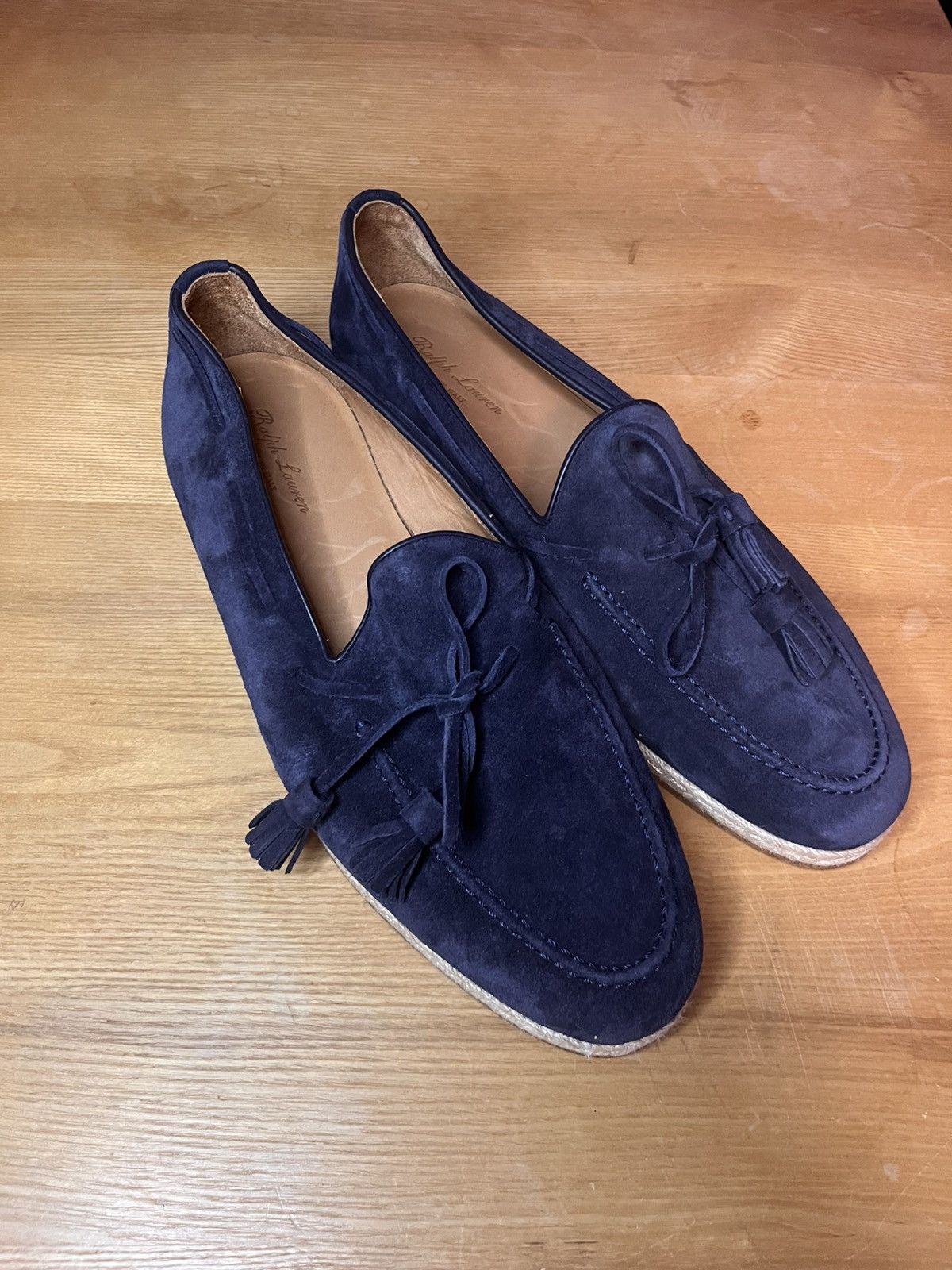 Ralph Lauren Purple Label Green Suede Loafers Ralph Lauren Purple Label Suede Leather Meegan Penny Loafers  main image 4