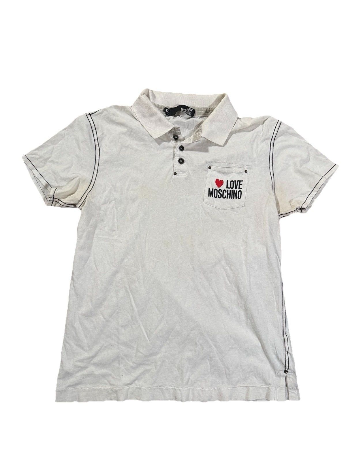 Love Moschino Women’s Love Moschino White Logo Heart Polo Shirt Size XL Size XL / US 12-14 / IT 48-50 - 1 Thumbnail