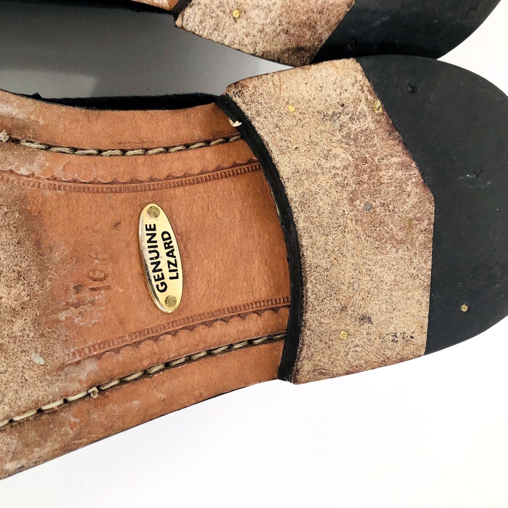 Vintage BELVEDERE STUDIO - Mens Dress Shoes Square Toe Cap Toe Lizard Upper Genuine Vintage 10.5 VERY DARK BLUE Size ONE SIZE - 7 Thumbnail