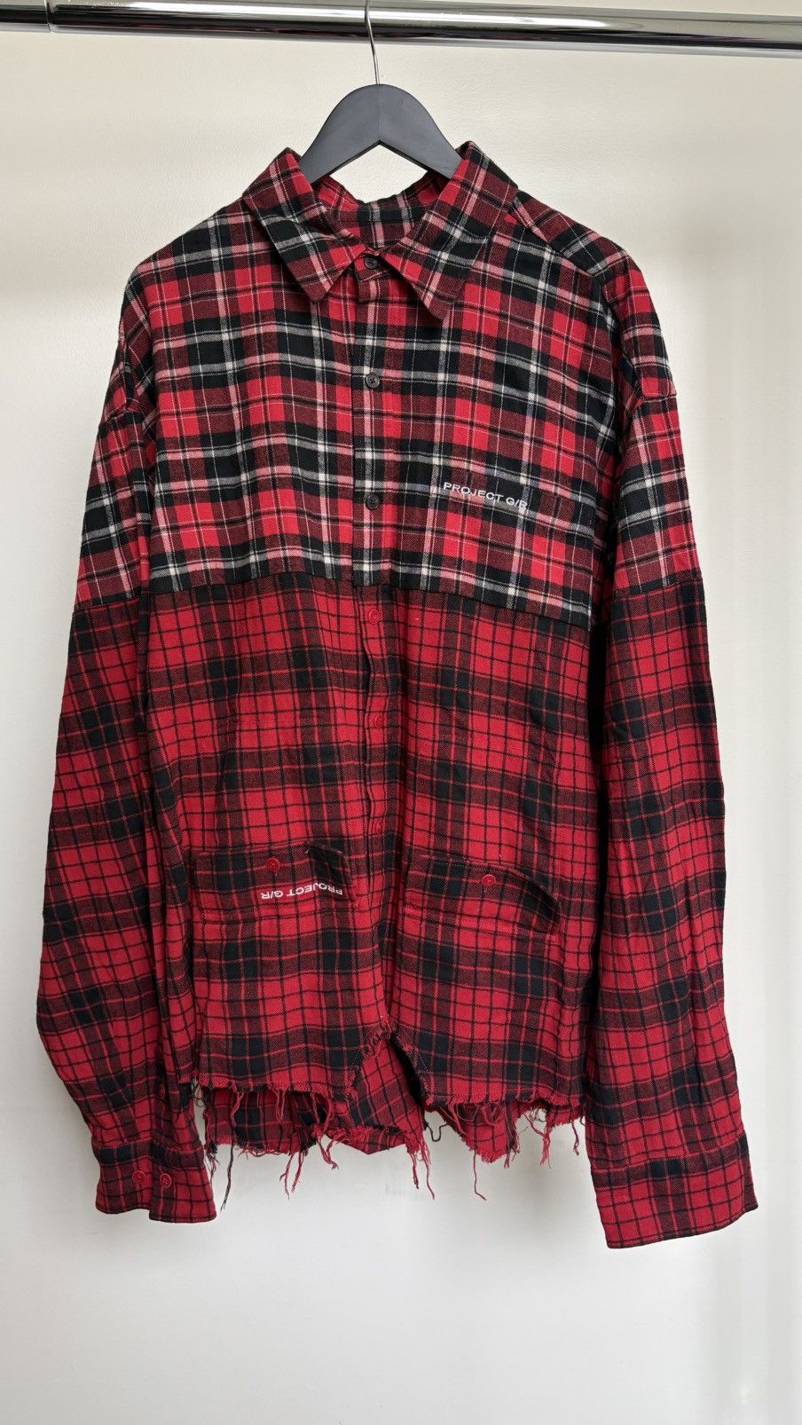 grailz project gr protocol index チェックシャツ PROJECT G/R Protocol_Index Project GR 'Breaking News' Shirt | Grailed