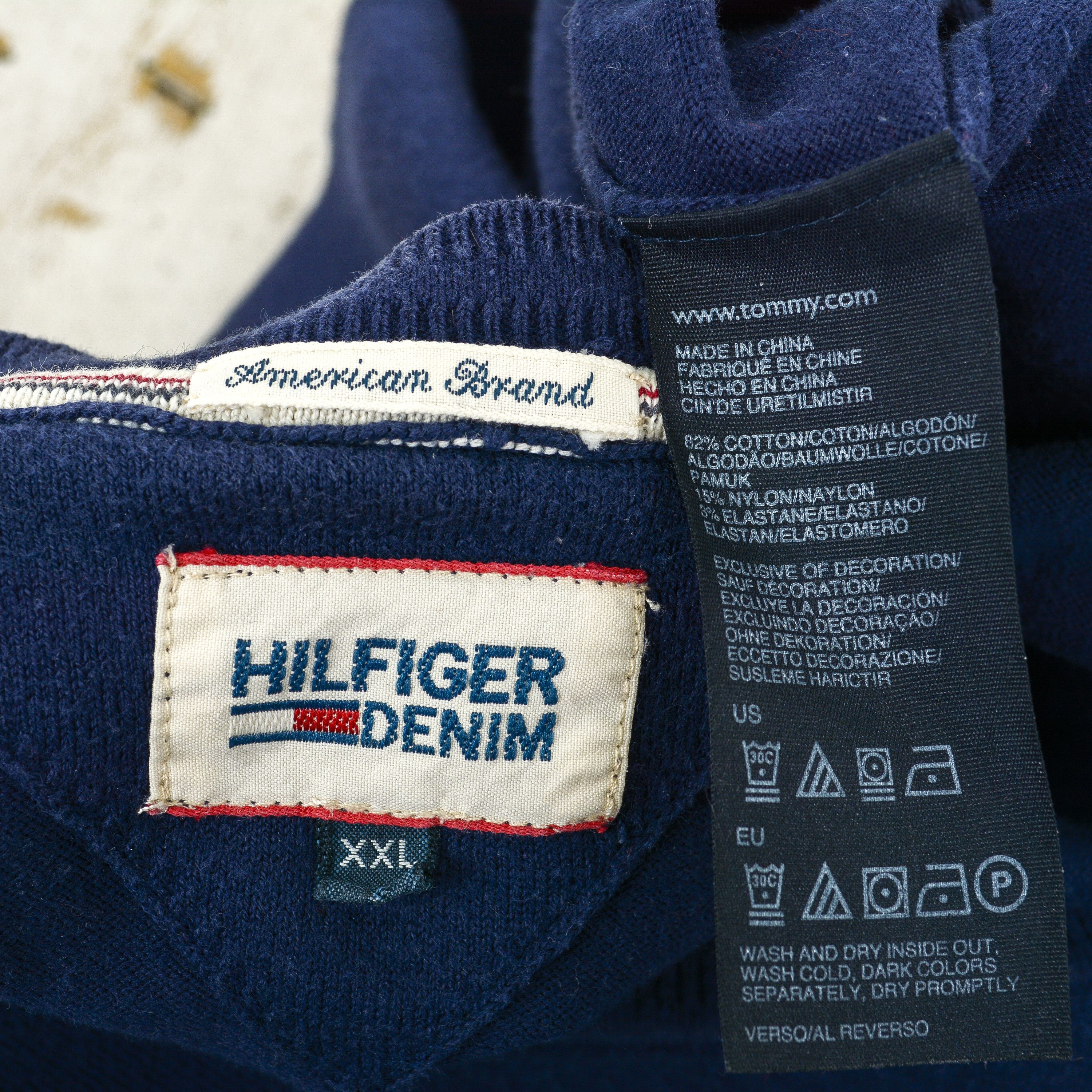 Tommy Hilfiger DENIM Men V-Neck Sweater Jumper Pullover Knit Navy Blue Top Size US XXL / EU 58 / 5 - 5 Thumbnail