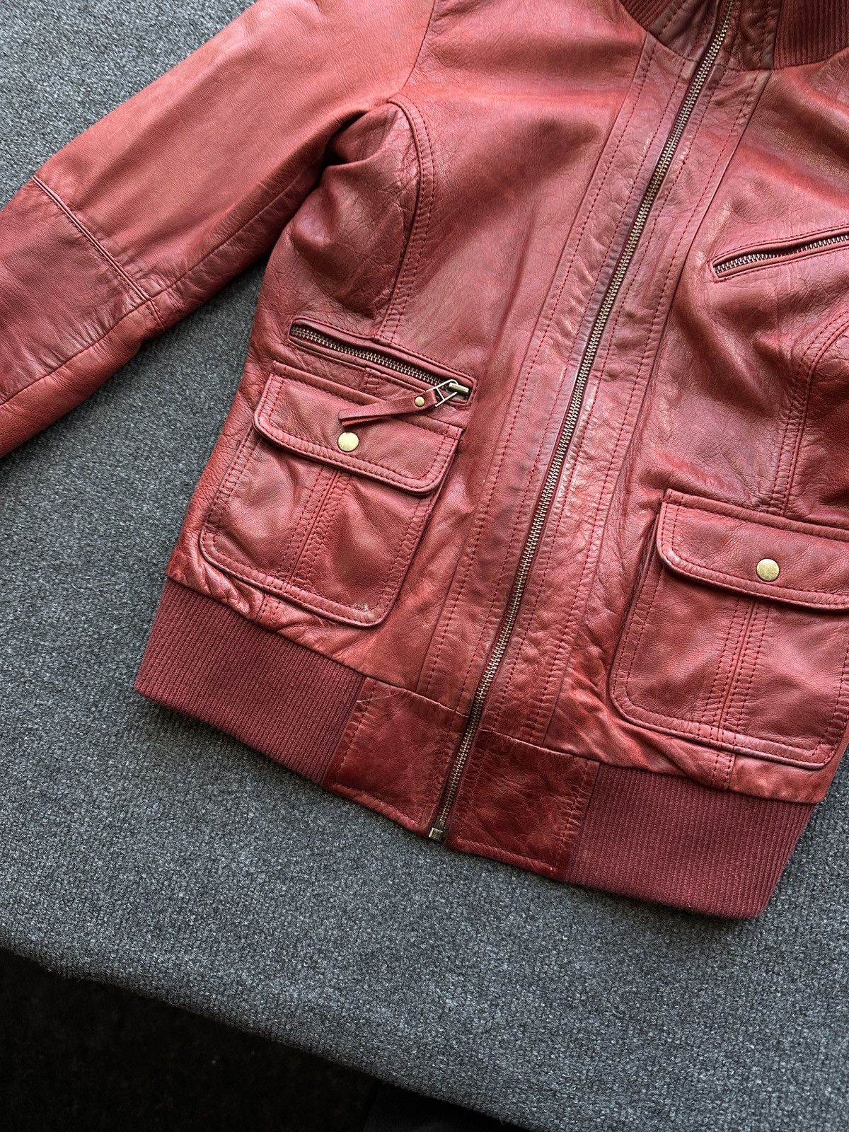 Other 🚨Y2K RICK OWENS TYPE DIRTY SLIM FIT ZIP LEATHER JACKET Size XS / US 0-2 / IT 36-38 - 3 Thumbnail
