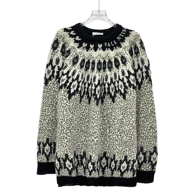 Valentino Valentino Color-blocked leopard print jacquard cotton wool Size S / US 4 / IT 40 - 1 Thumbnail