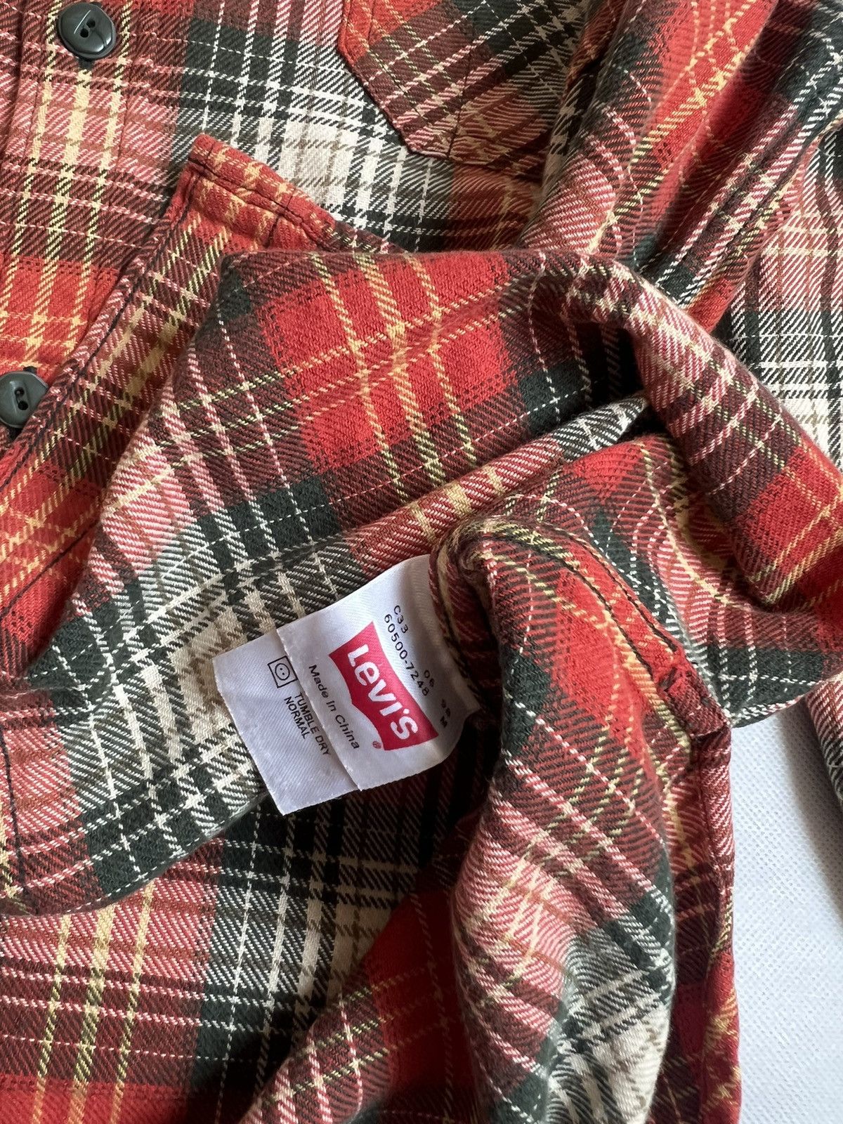 Levi's Vintage Levis Orange Plaid Button Up Flannel Shirt Size US M / EU 48-50 / 2 - 5 Thumbnail
