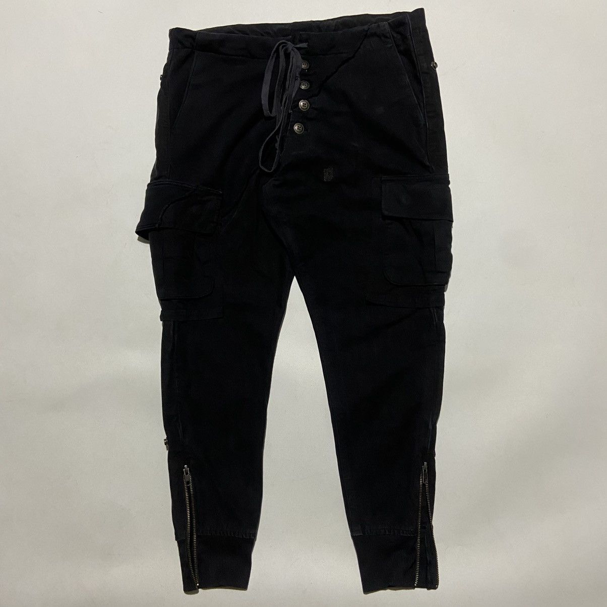 Greg Lauren SS17 Greg Lauren - Black Fleece/Tent Slim Cargo Lounge Pants Size US 36 / EU 52 - 2 Thumbnail